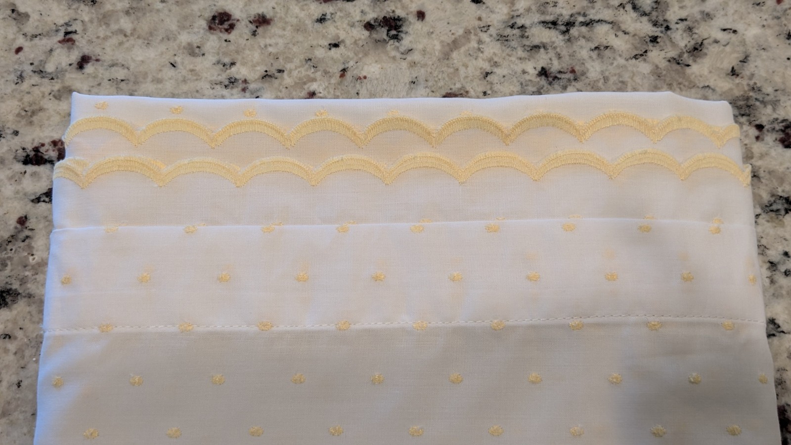 Set of 4 Handmade Swiss Dot Curtain Panels White&Yellow 51″ LONG X 73″ WIDE