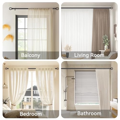 Curtain Rods for Windows 28 to 48 Inch, 5/8″ Diameter 28-48″(1 Pack) Black