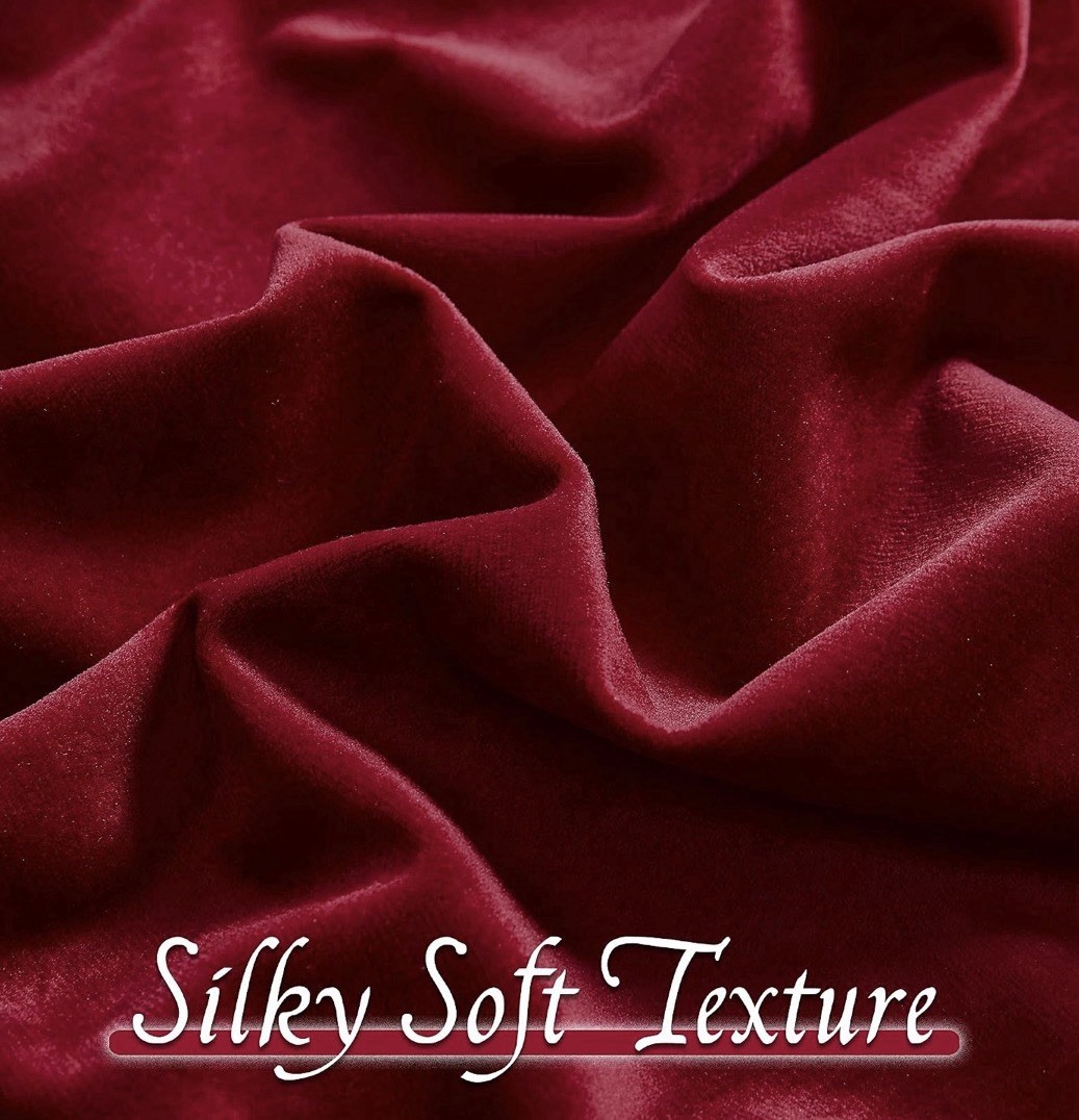 Ruby Red Plush Velvet Blackout Grommet Top Curtain Panels 52” X “63
