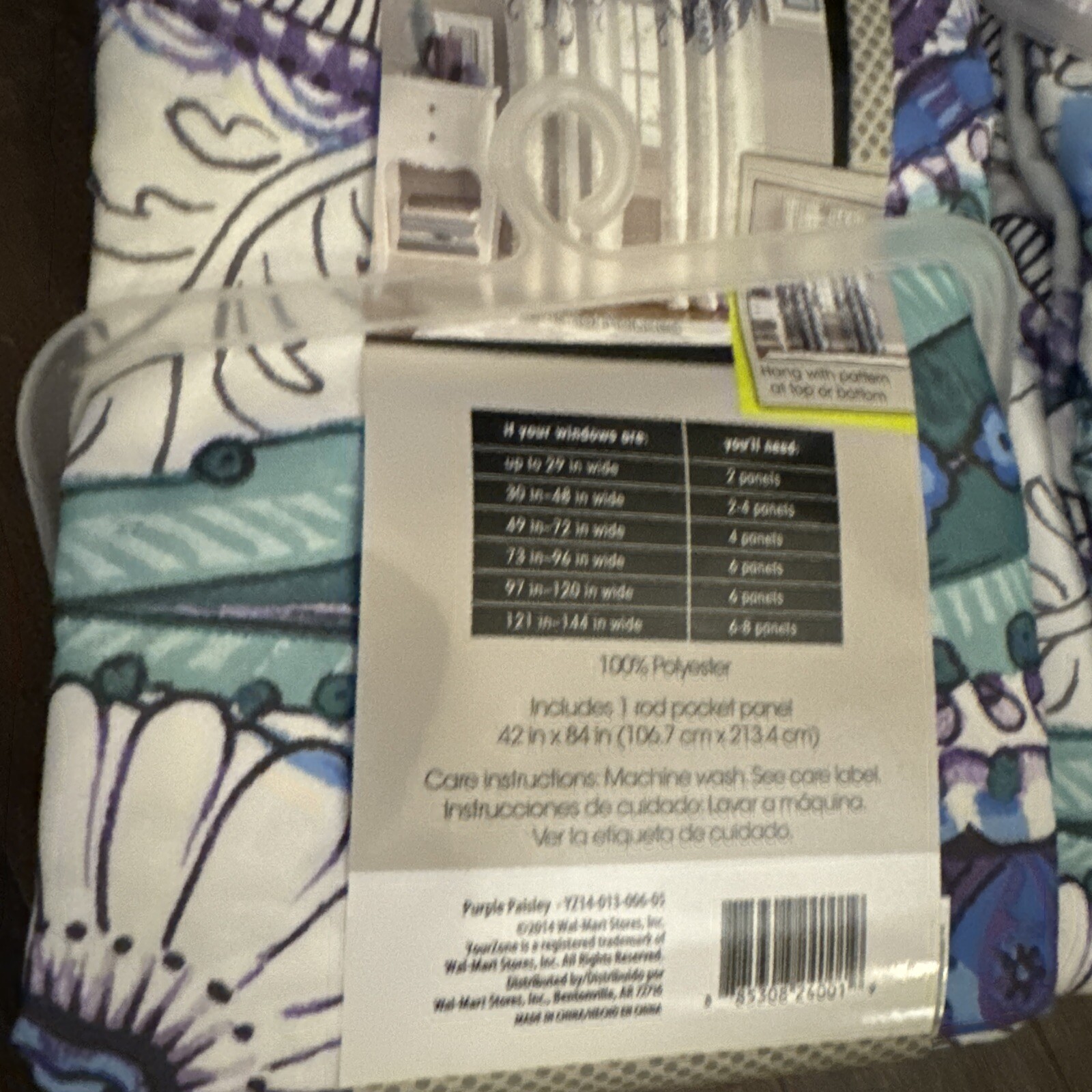 YOUR ZONE-GLITZ SHEER PANEL-84in. Purple Paisley Window Curtains SET Of 2