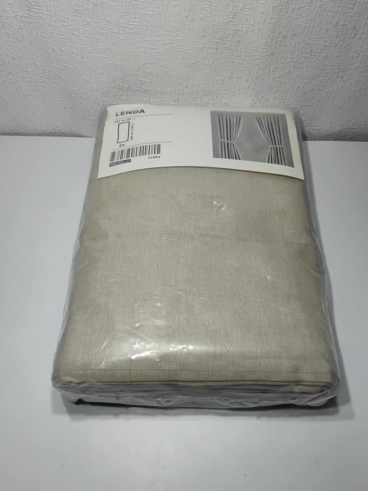 New Sealed Pair IKEA Beige LENDA Curtains 55×118″ Discontinued 300.901.17