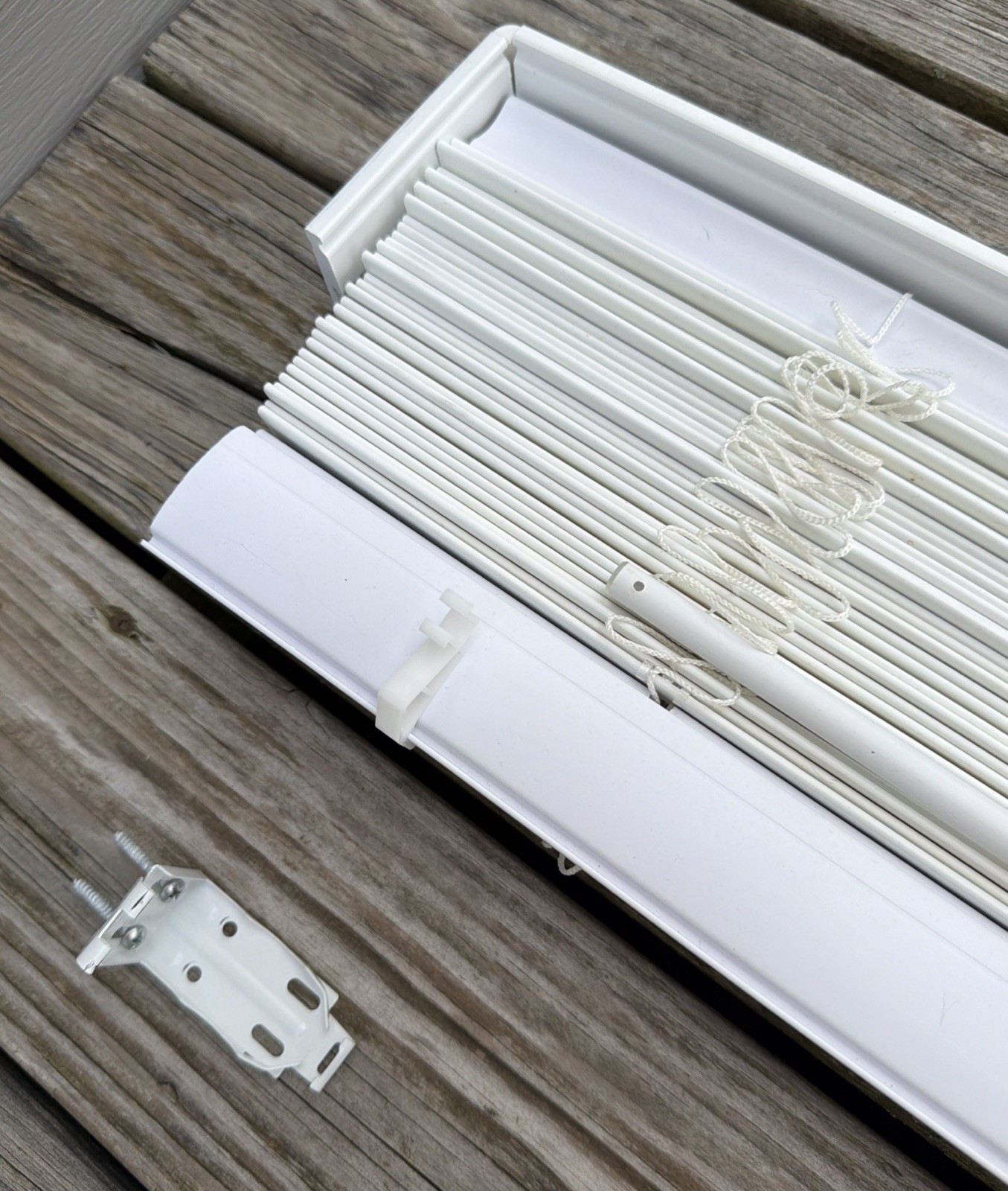 Nien Made Enterprise Cordless 2” White Faux Wood Slat Blinds 61” H X 33 & 1/2” W