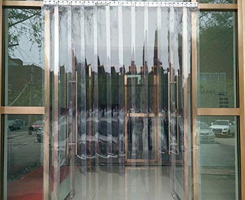 Strip Door Curtain 84×48 Inch Clear PVC 9 Panels 0.08 Thick With Hardware for