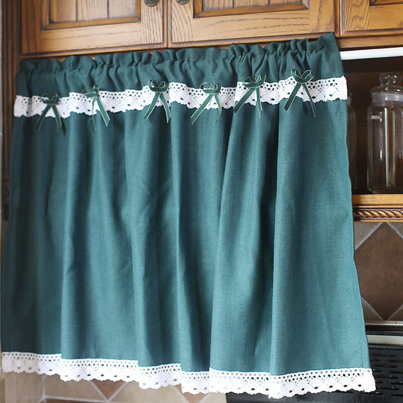 Half Curtain Short Curtain Window Rod Pocket Drape Kitchen Cabinet Door Decor