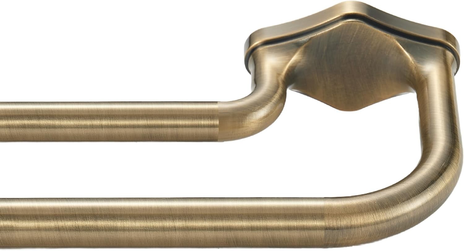 Anqiue Bronze Double Curtain Rods For Windows 28-48 Inch,Heavy Duty Double Curta