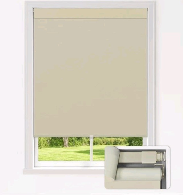 LazBlinds No Drill Blinds for Indoor Windows Blackout Roller Shades 31.5″ x 72″