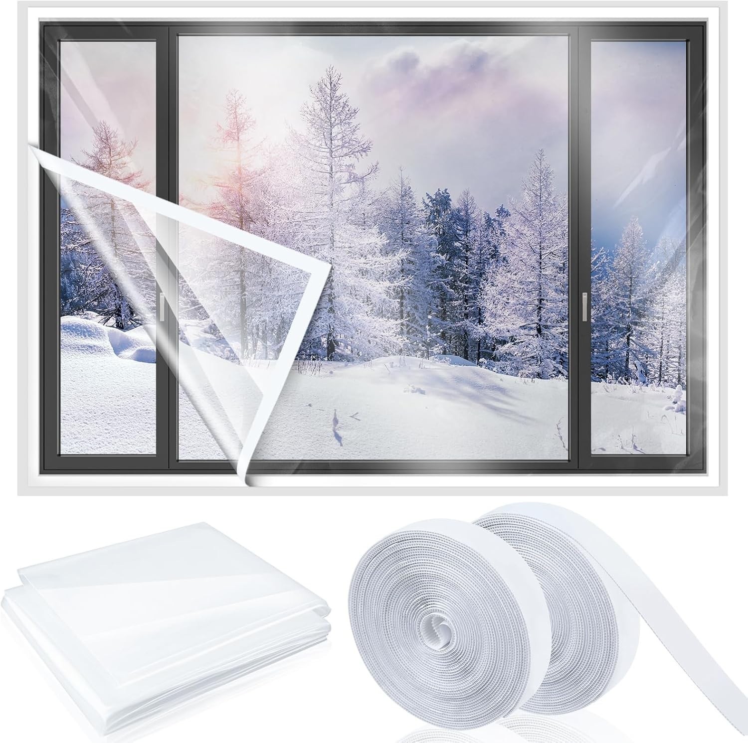 87×20 ft Reusable Window Insulation Kit: Thermal Waterproof Film for Winter