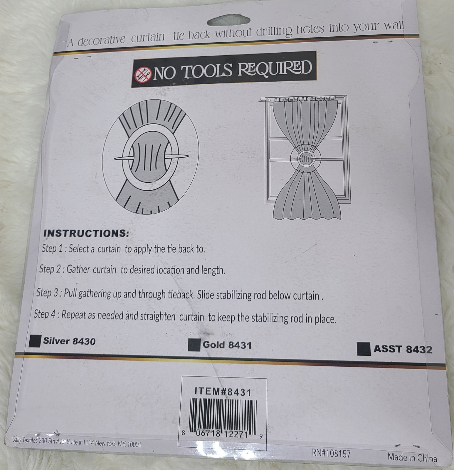 Sally Textiles Gold Curtain Tie Back Hold Backs Clampable Set of 2 ITEM#8431