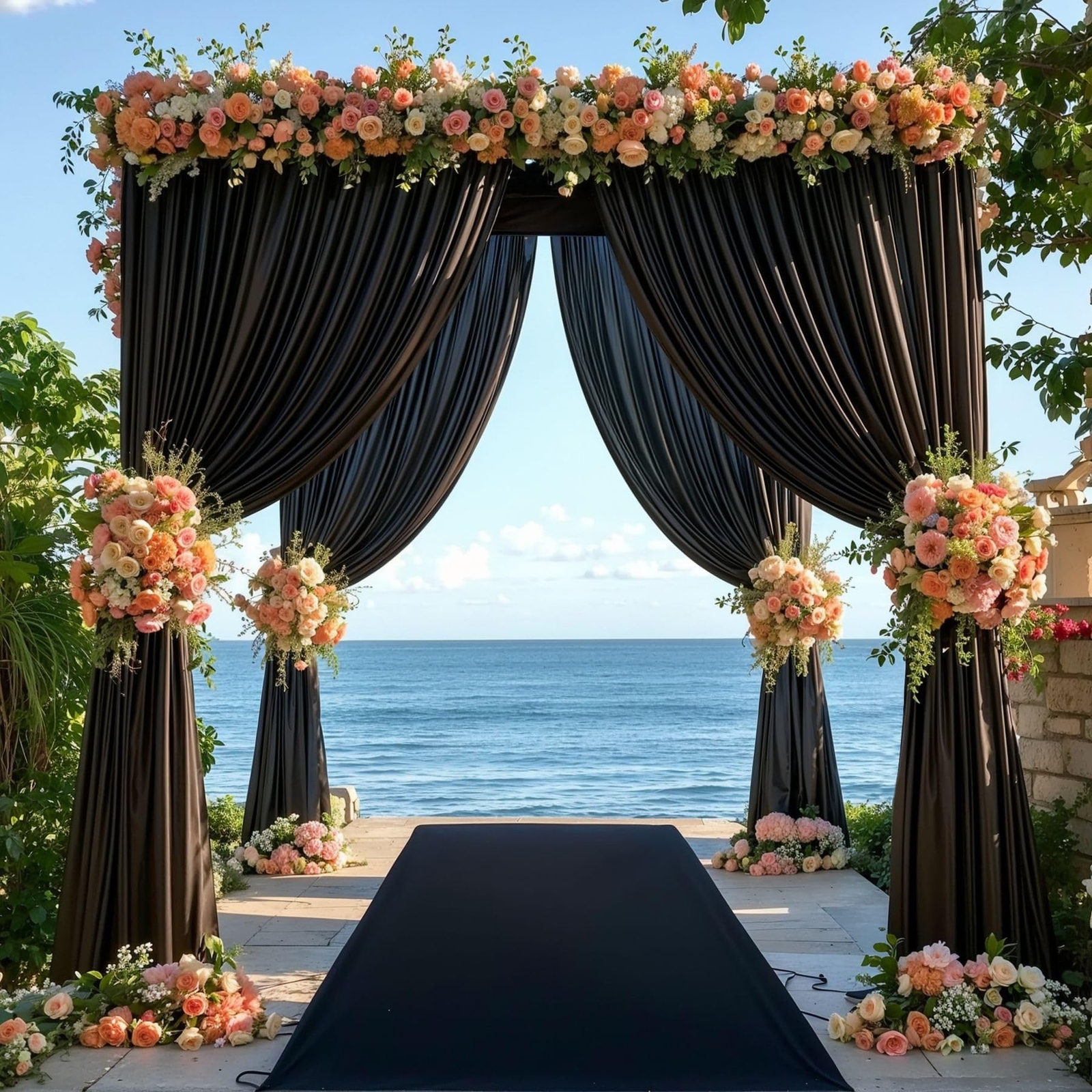 Black Backdrop Curtains 8x10ft 2 Panels Rod Pocket Wrinkle-Free Polyester