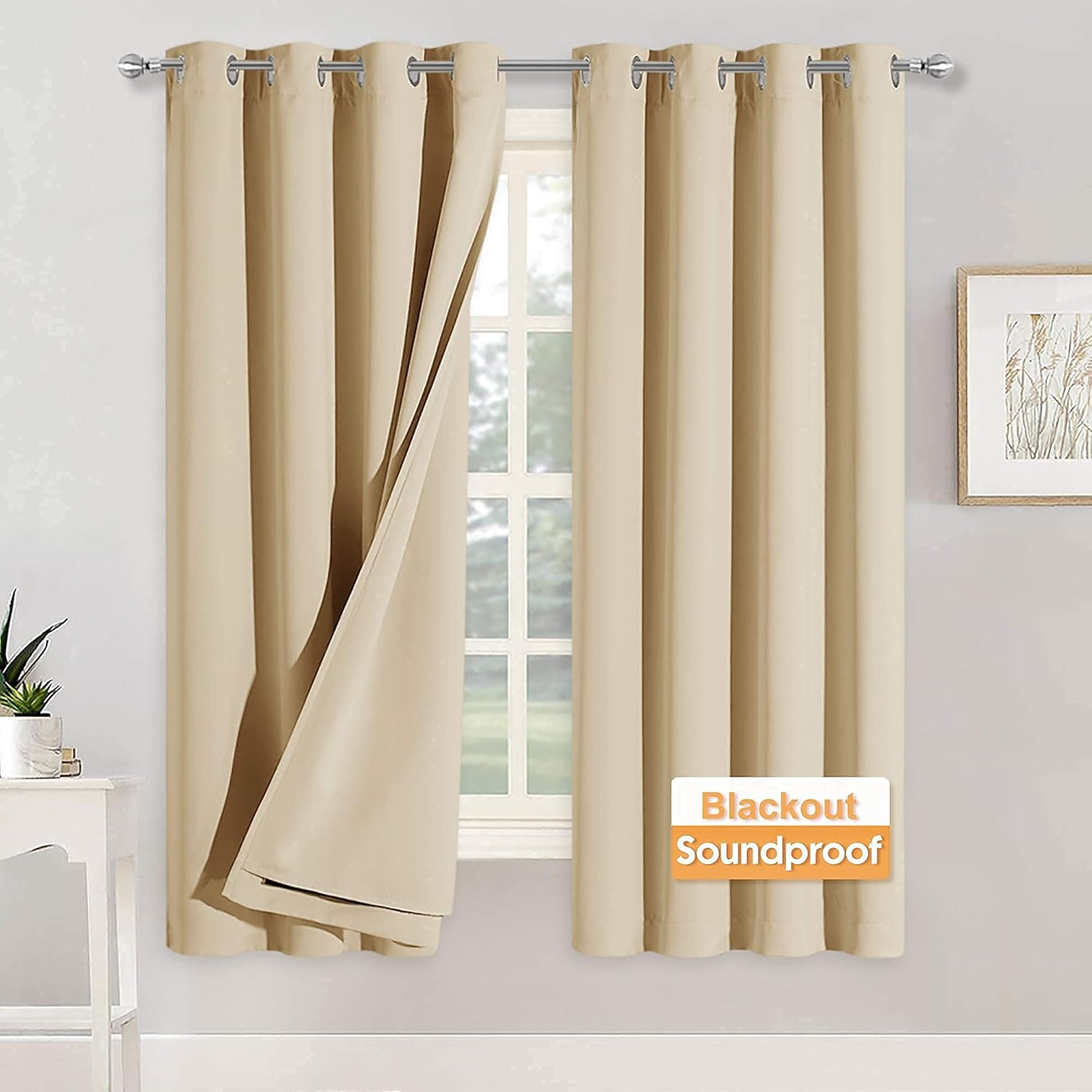 Soundproof Curtains for Bedroom – Light Block Noise Reducing Curains 3 Layers in