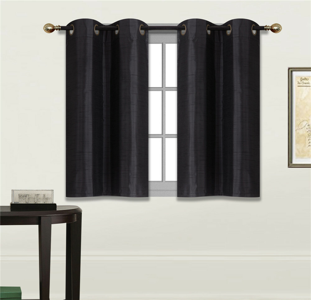 1 Set Short Silk Window Blackout Insulated Thermal Lining Curtain D24 36″