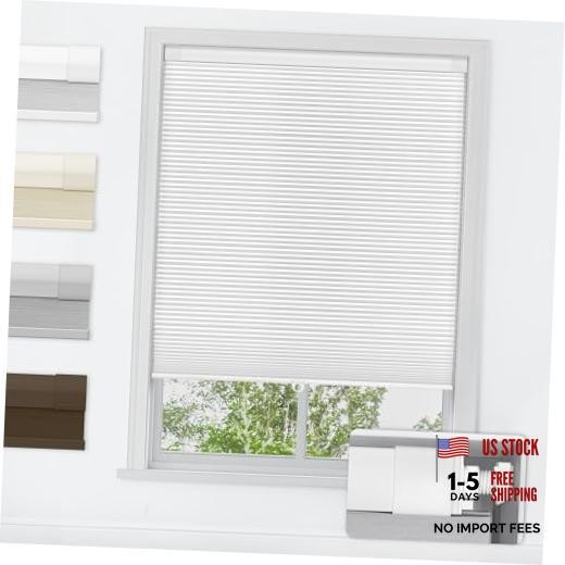 No Tools No Drill Cordless Cellular Shades, 46″ W x 48″ H, Blackout-White