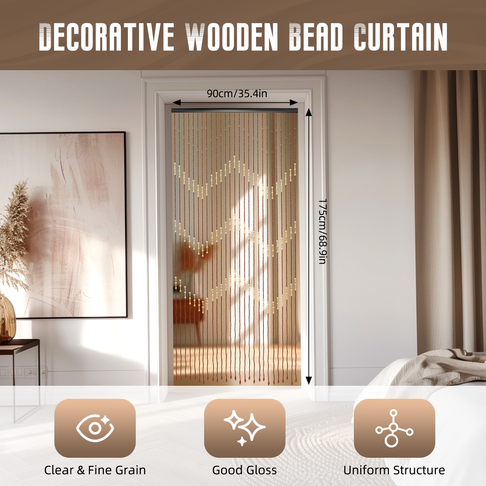 Bamboo Bead Curtain String Door Curtains Beaded Wooden Curtain Fit For Doorway