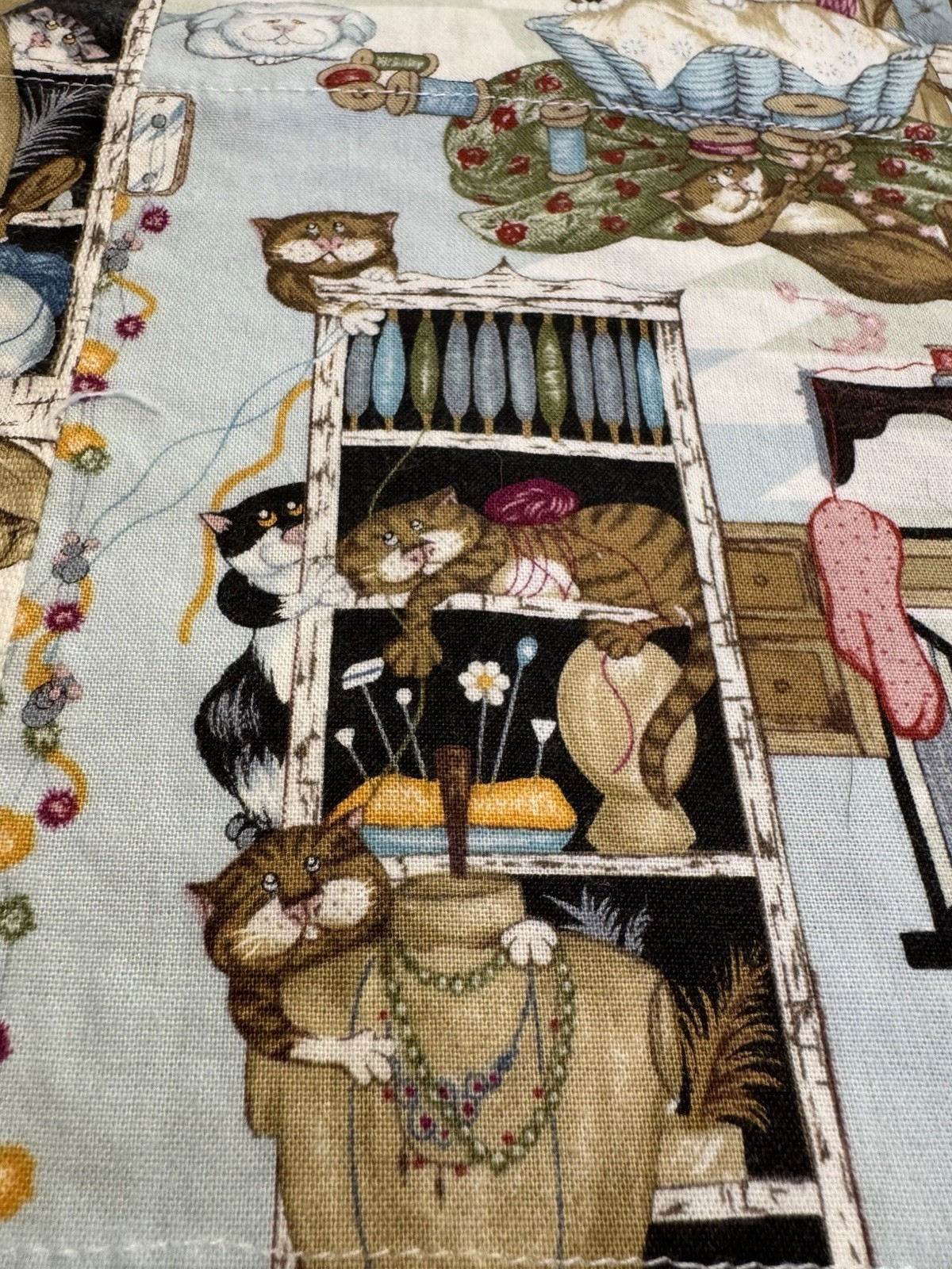 Naughty CATS Whiskers Tails FABRIC Sewing Room Curtains 60″ x 15 Valance x 2