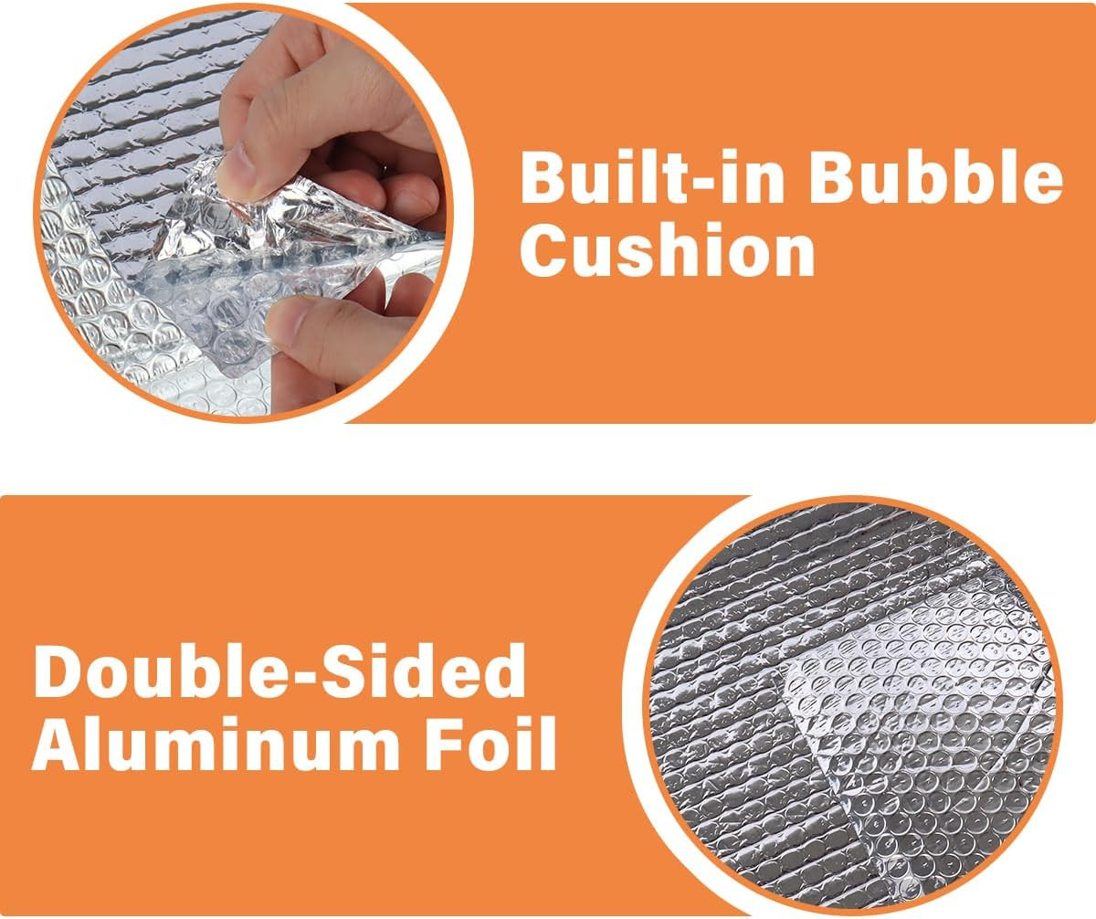 Double Reflective Insulation Roll, 47 in X 10 FT Window Insulation for Summer He