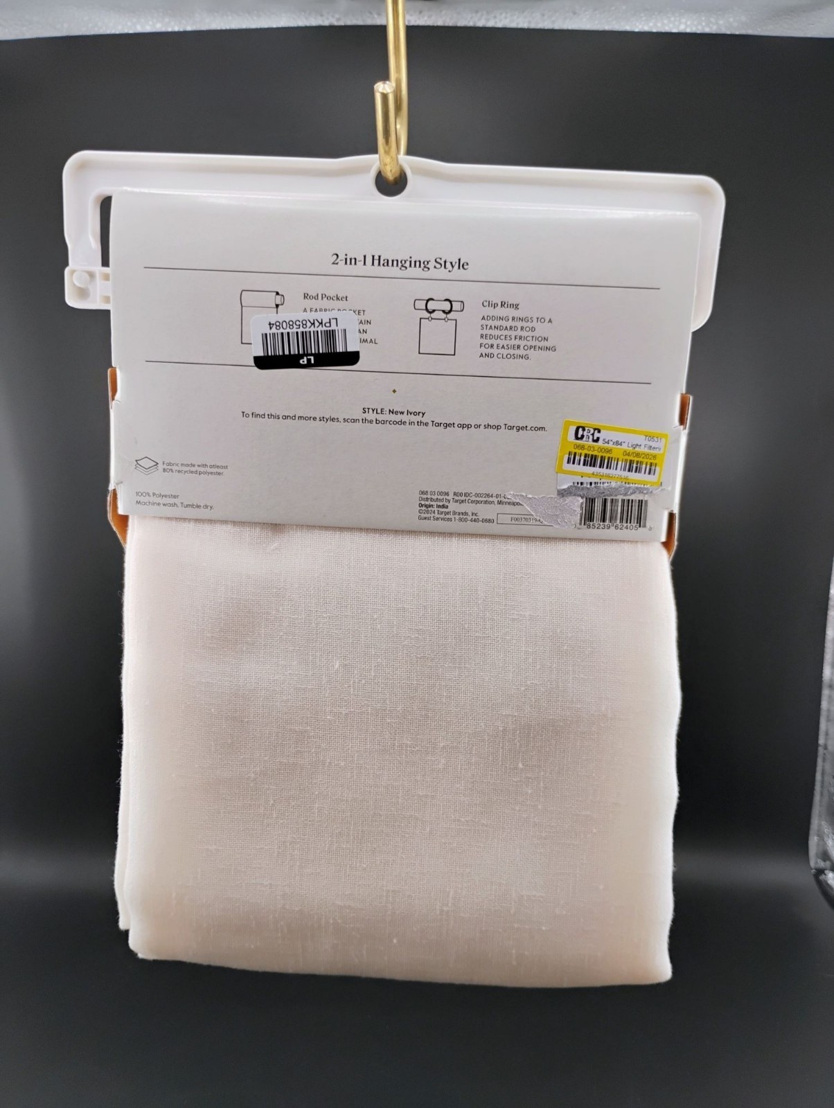 Threshold Sheer Curtain Panel 84″ Light Filtering New Ivory
