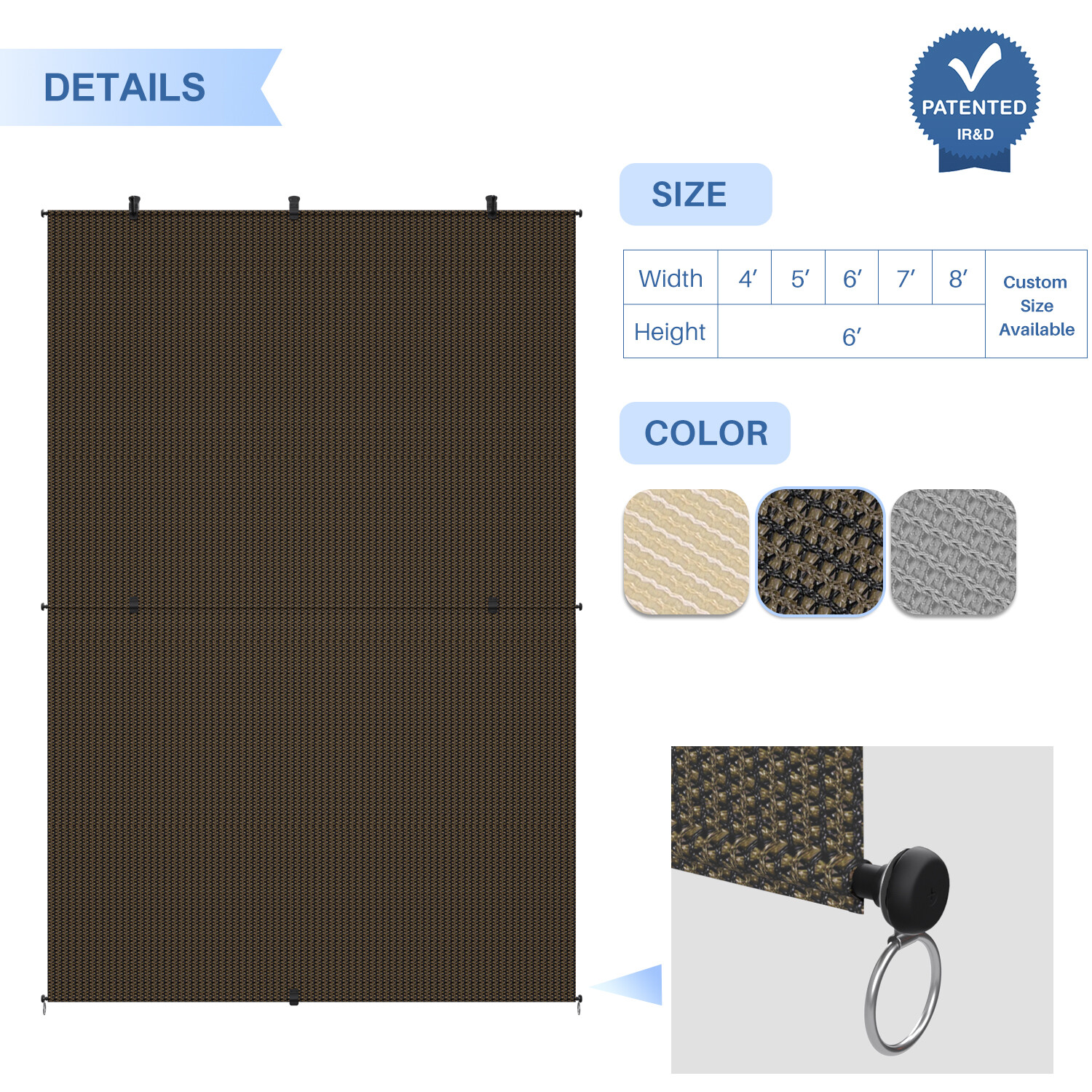 Roller Shade Roll up Shade Patio Porch Gazebo Home Office Pergola Fabric Blinds