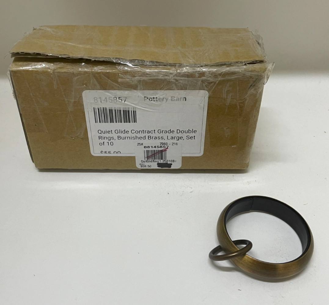 Pottery Barn Glide Double Round Rings Burnished Brass 1.25″ S/10 Large #6413