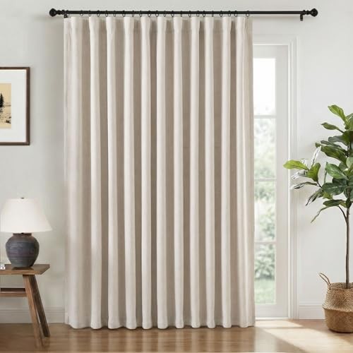 100% Blackout Curtains for Sliding Glass Doors, 102″W x 84″L (Pack of 1) Beige