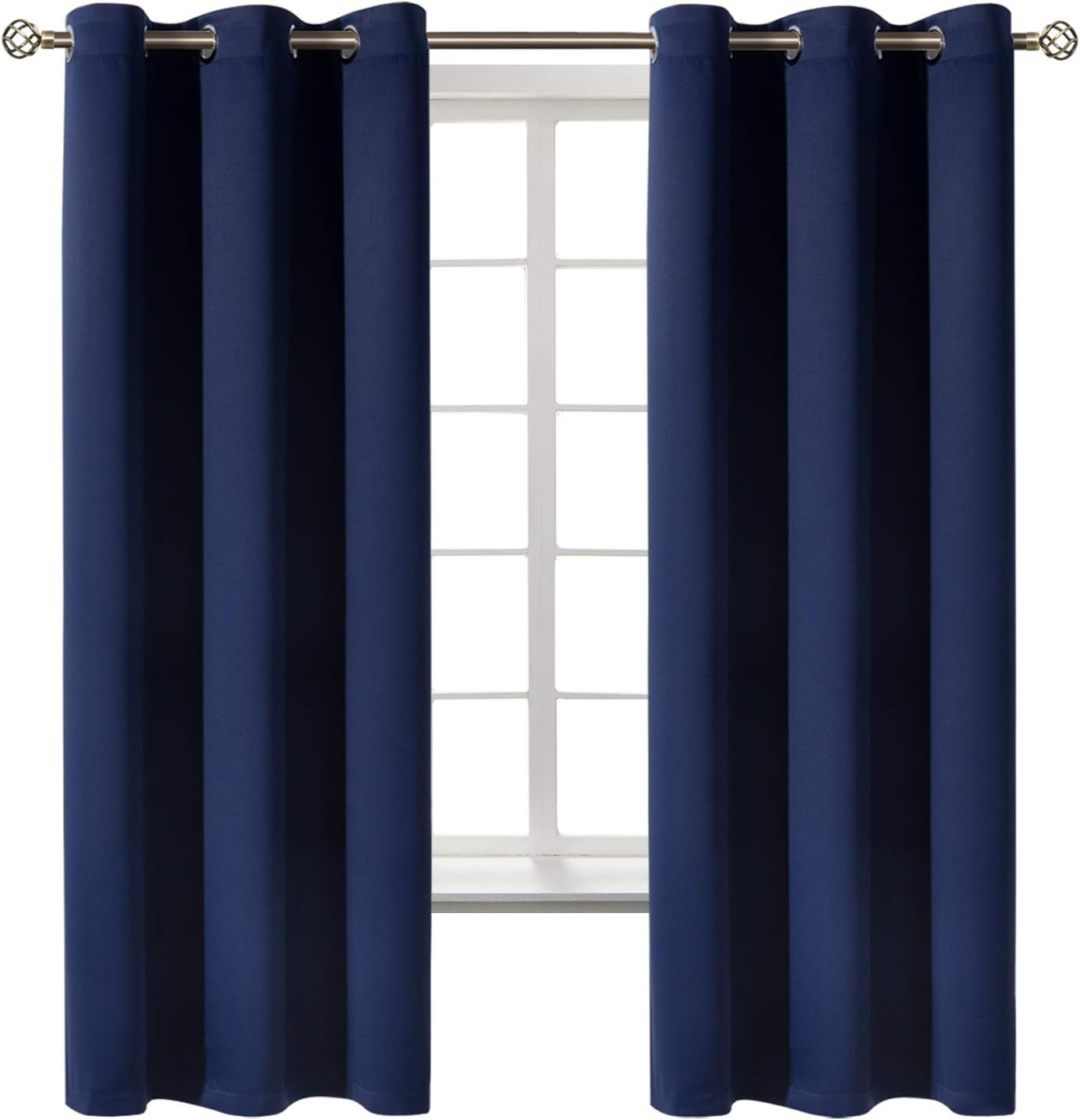 Blackout Curtains for Bedroom 63 Inches Long – Navy Blue Room Darkening Therm…