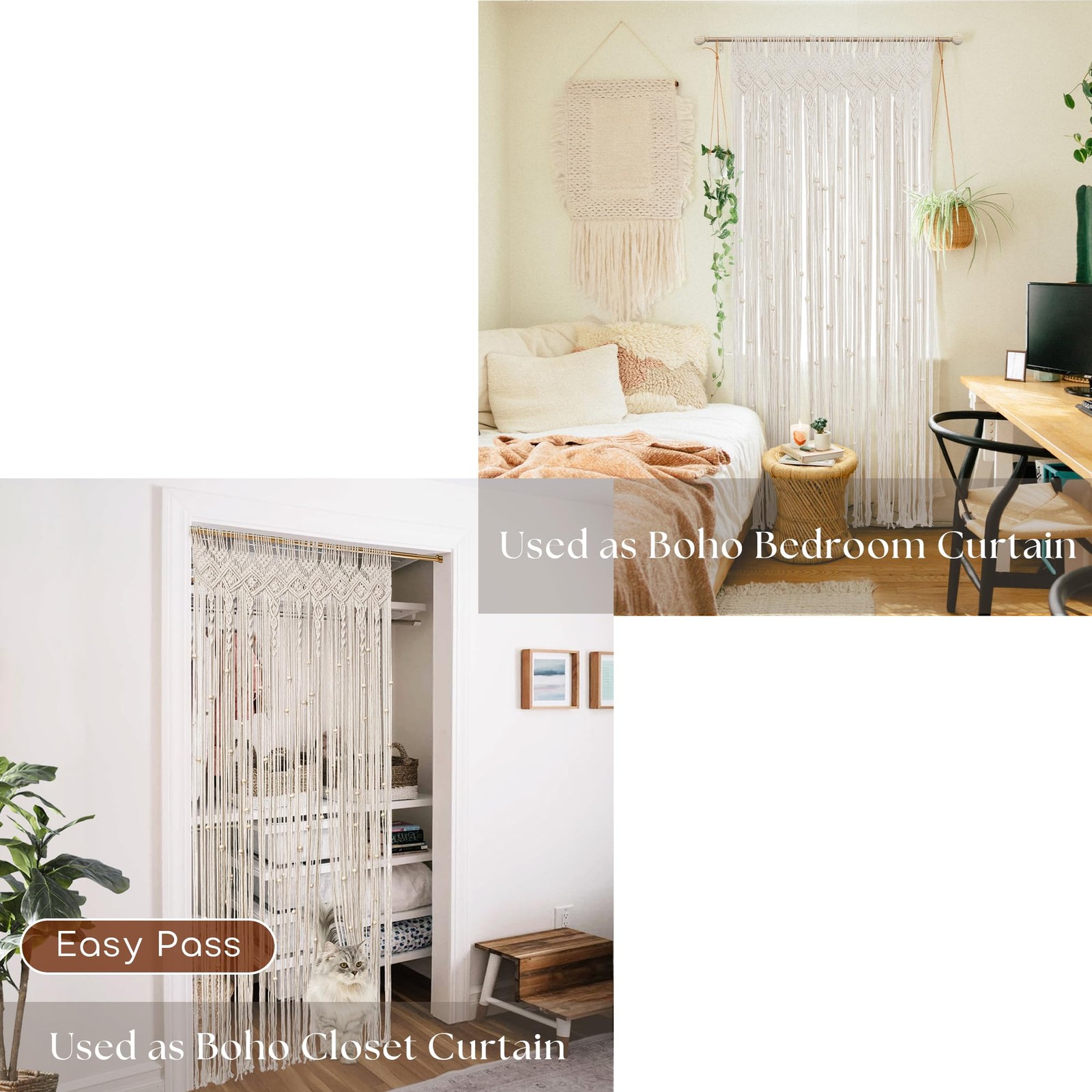 Macrame Curtain Wall Hanging Boho Beaded Tapestry Curtain for Closet Doorway …