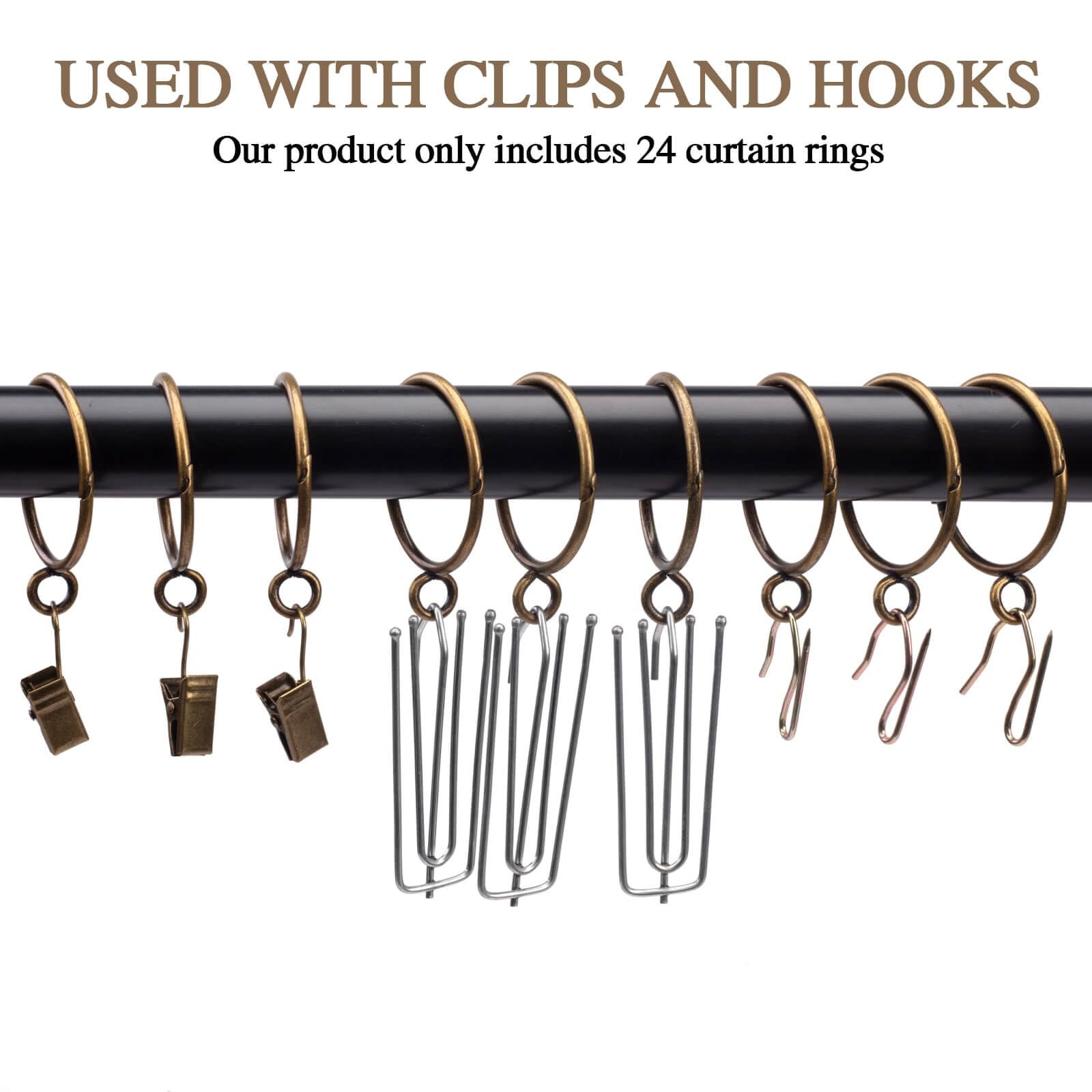 Openable Curtain Rings with Eyelet,24PCS Curtain Rings,Drapes Rings 1.25 in I…