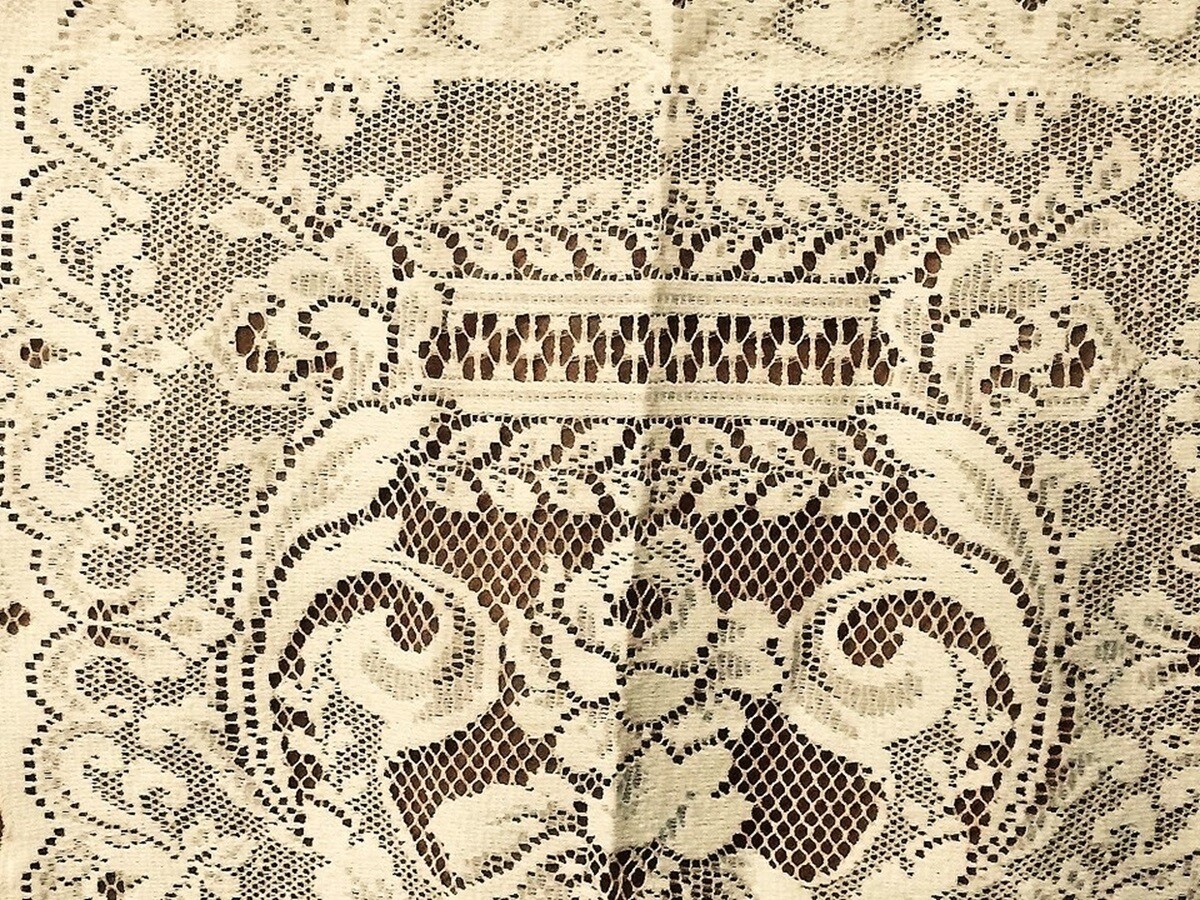 Fontaine Ivory Cotton Blend Lace Insert Valance or Swag 60″ x 36″ Livingroom
