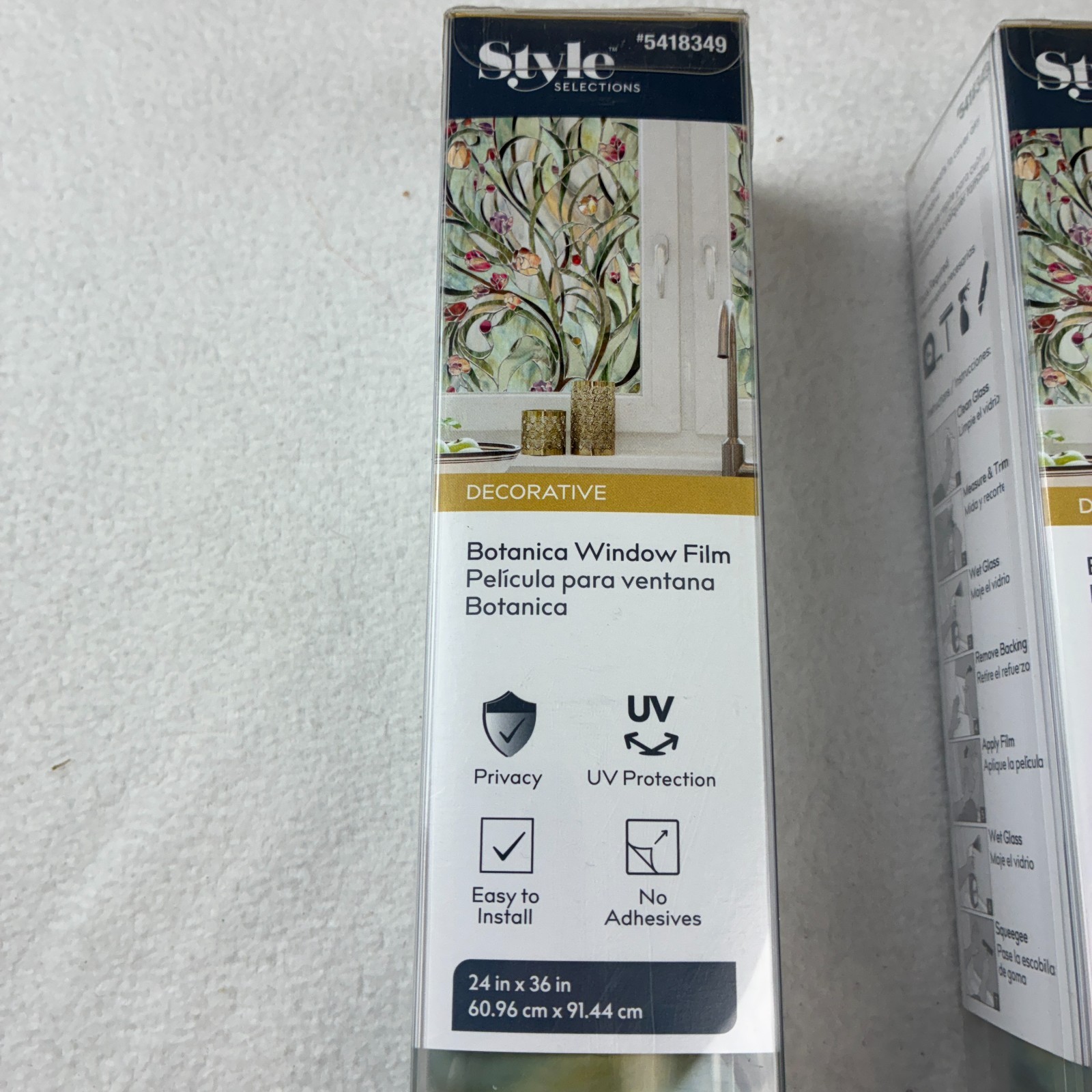 2 Style Selections Window Privacy Film Stained Glass Style 24 x 36 No Adhesives