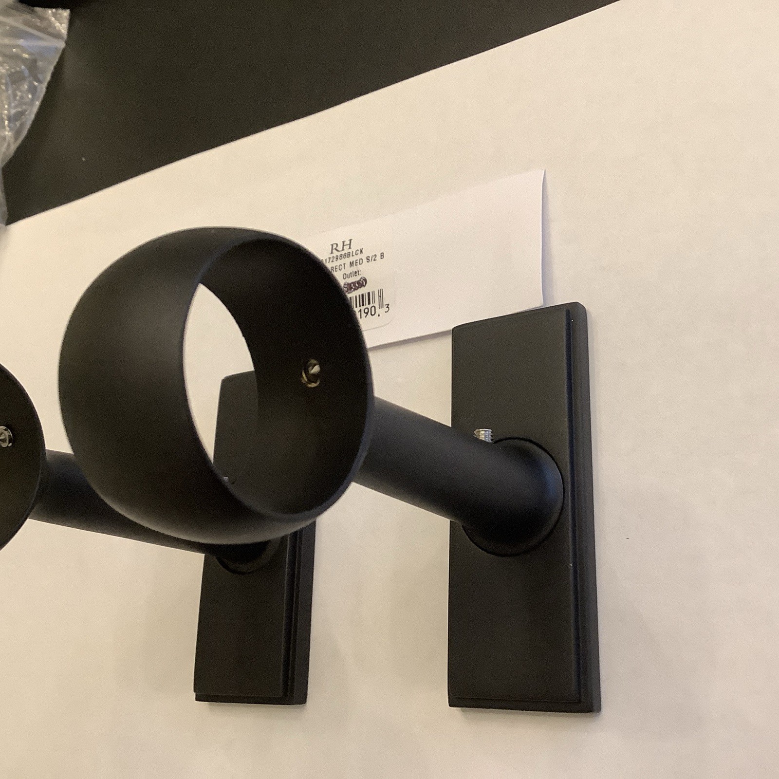 Restoration Hardware Easton End Bracket Rectangular Matte Black Medium- Pair