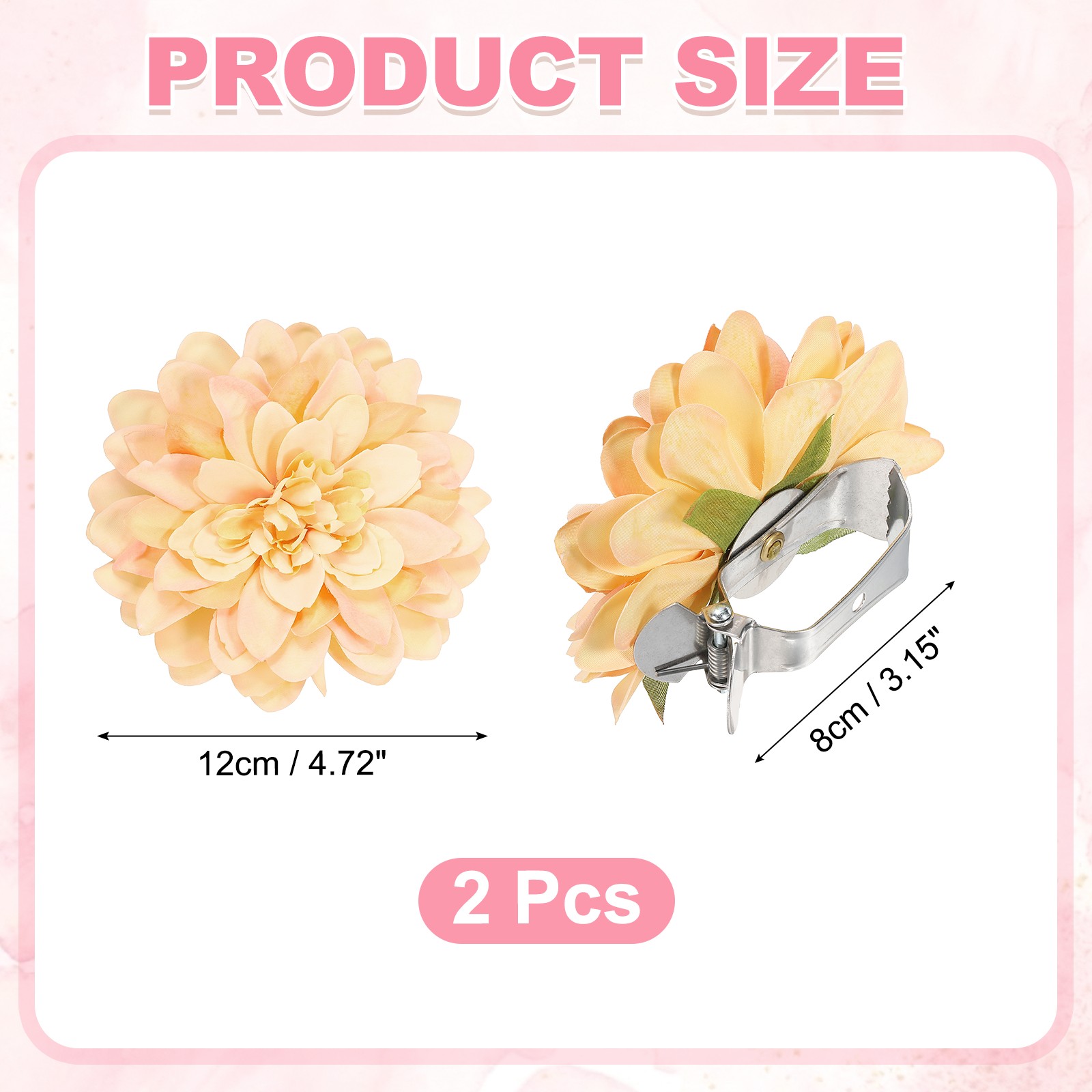 2PCS Flower Curtain Clips, Curtain Tiebacks Decorative Holdback, Orange Yellow
