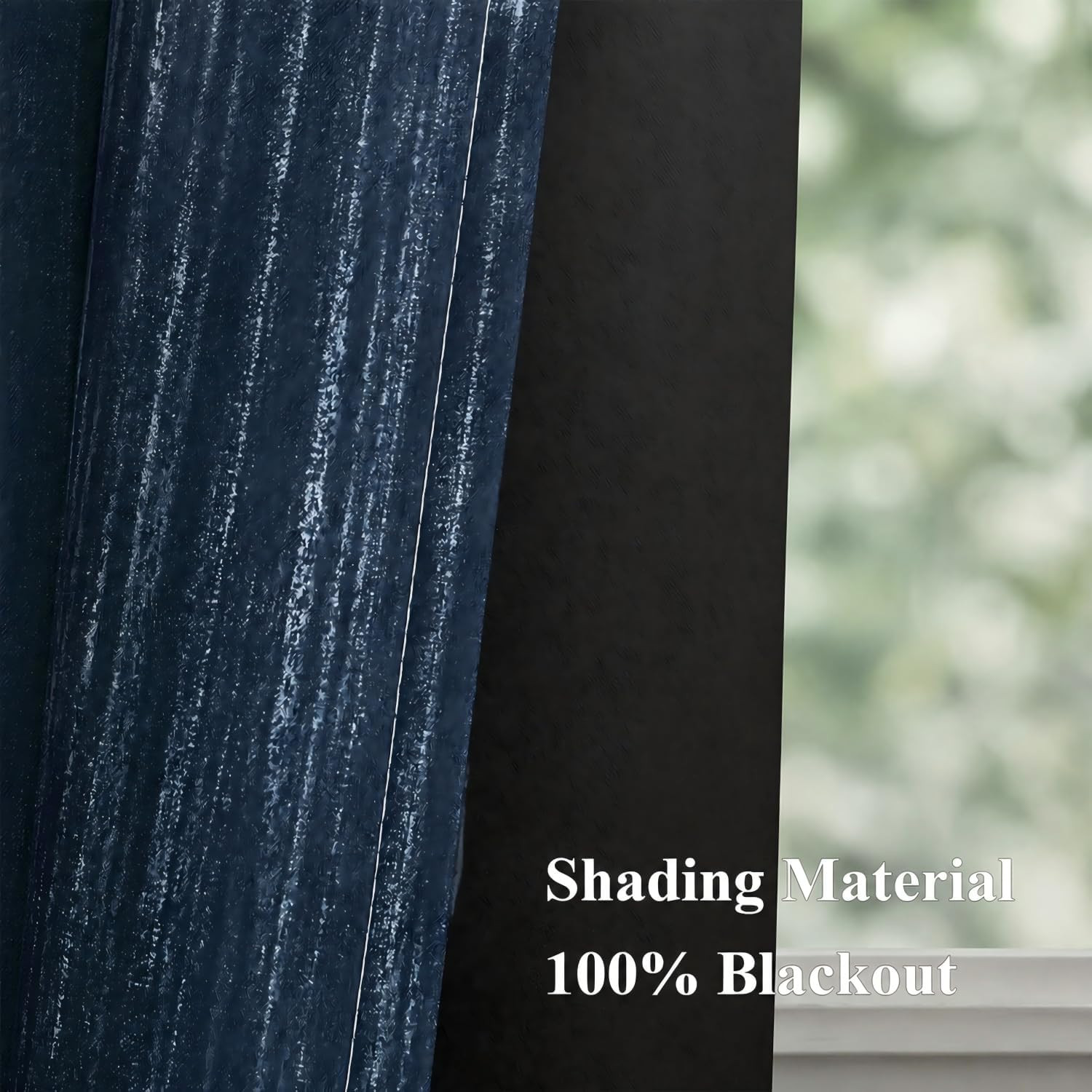 Navy Blue and Greyish White Ombre Blackout Curtains, Full Room Darkening Thermal