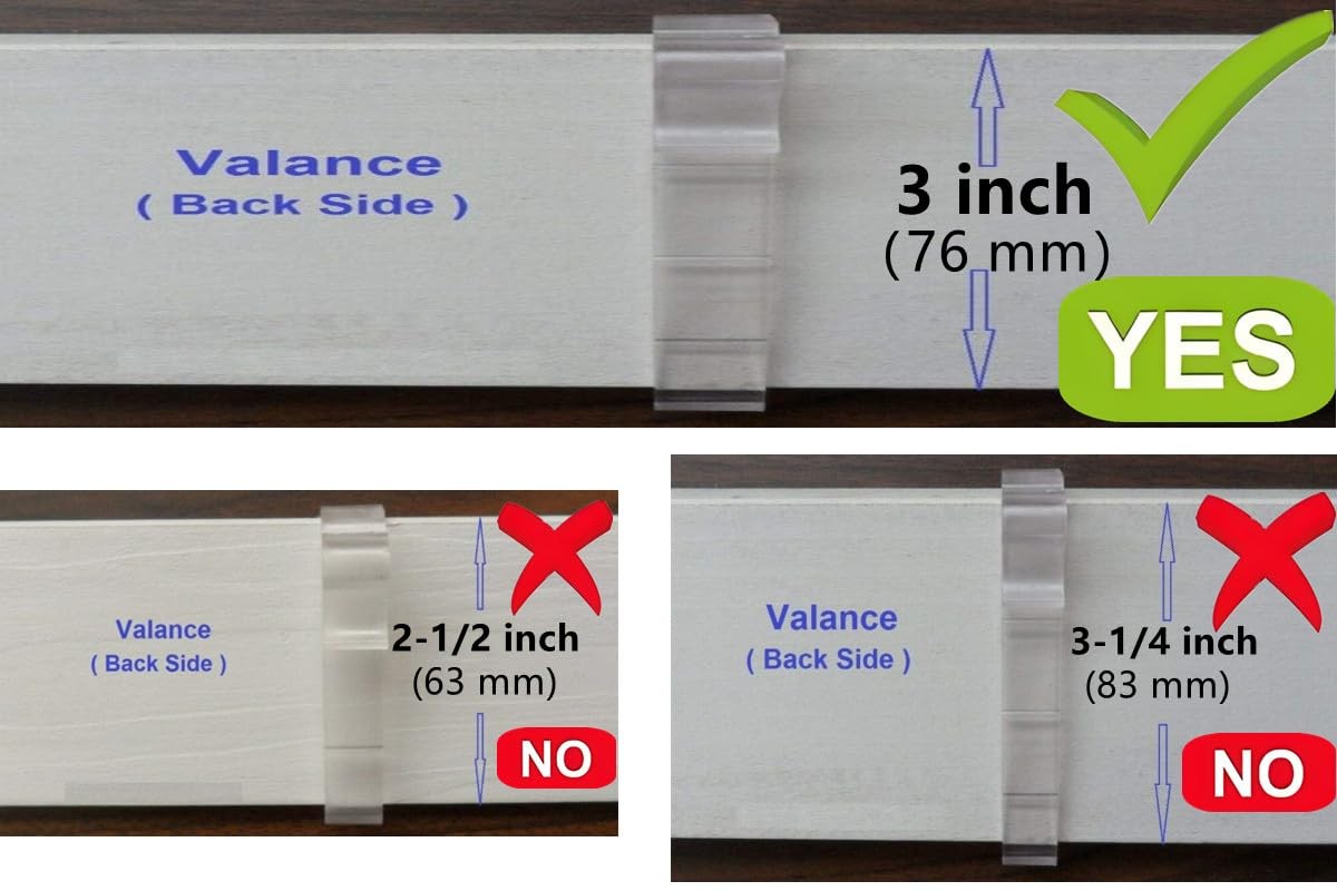 Valance Clips 10pcs 3” Window Blinds Hidden Clip Clear 3inchx10,