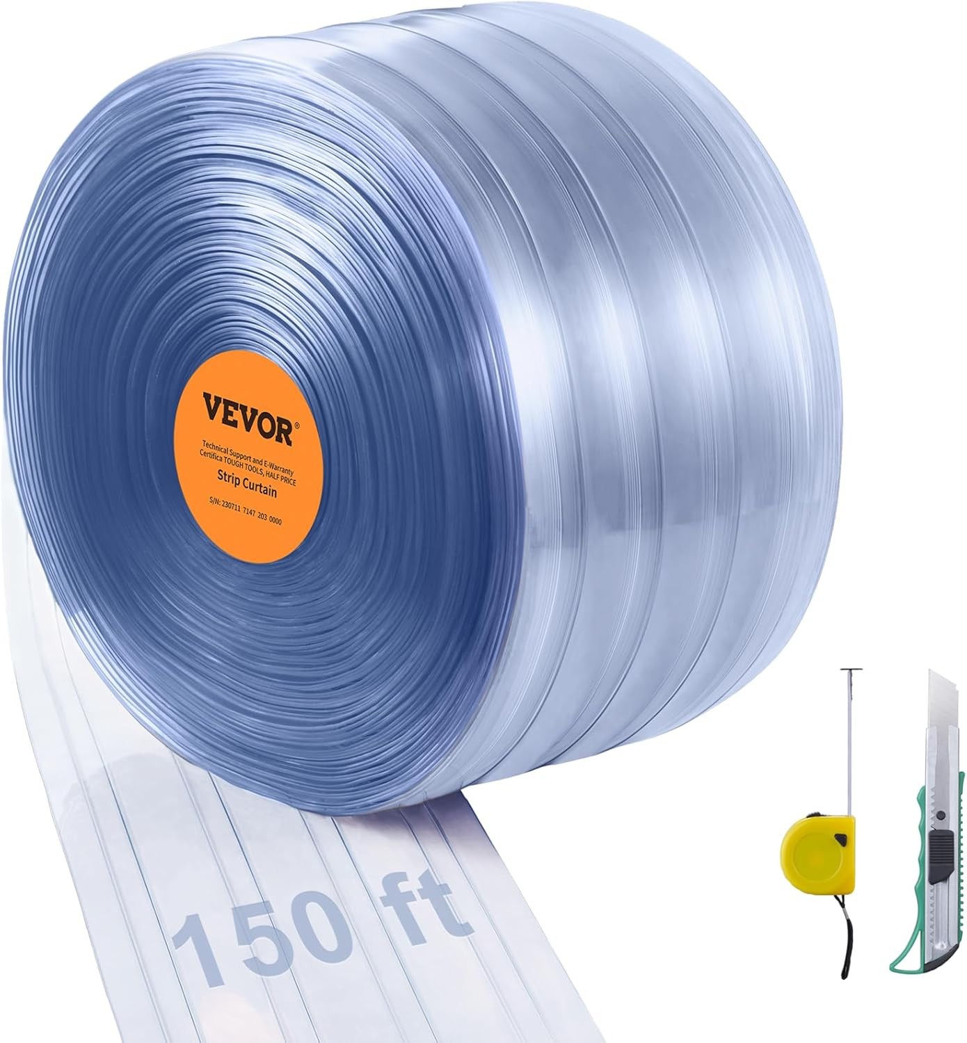 Plastic Vinyl Strip Door Curtain – 148 Feet Clear Ribbed PVC Curtain Bulk Roll,