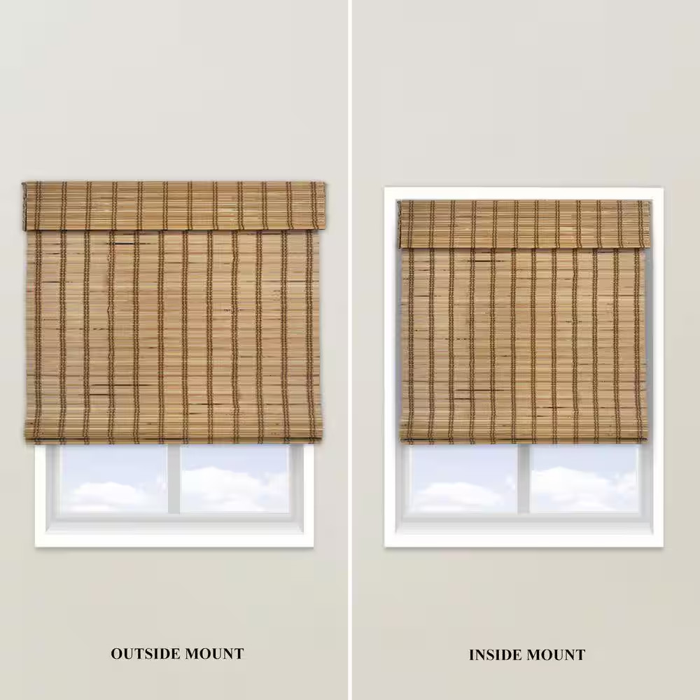 Natural Woven Light Filtering Cordless Bamboo Roman Shades for Windows, 46 In. W