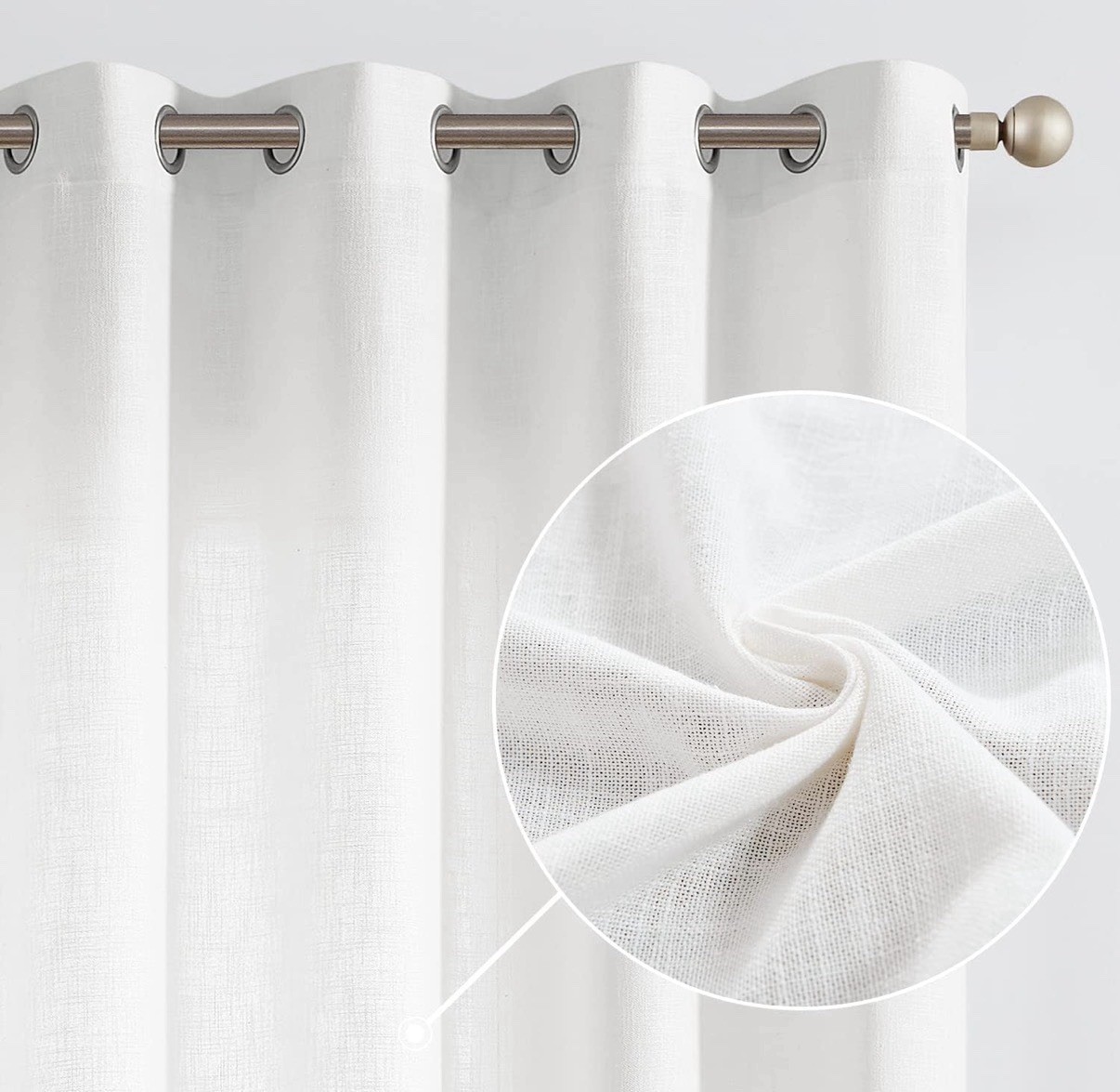 Off White Linen Blend Curtains Semi Sheer Curtains 84”Grommet 2 Panels NEW~Other