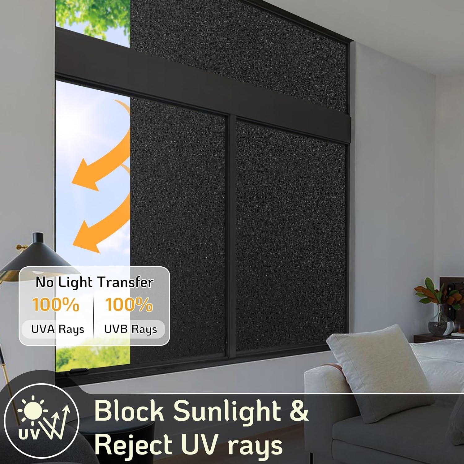 Static Cling Blackout Window Film 100% UV Blocking Thick Black Tinting Cover Set
