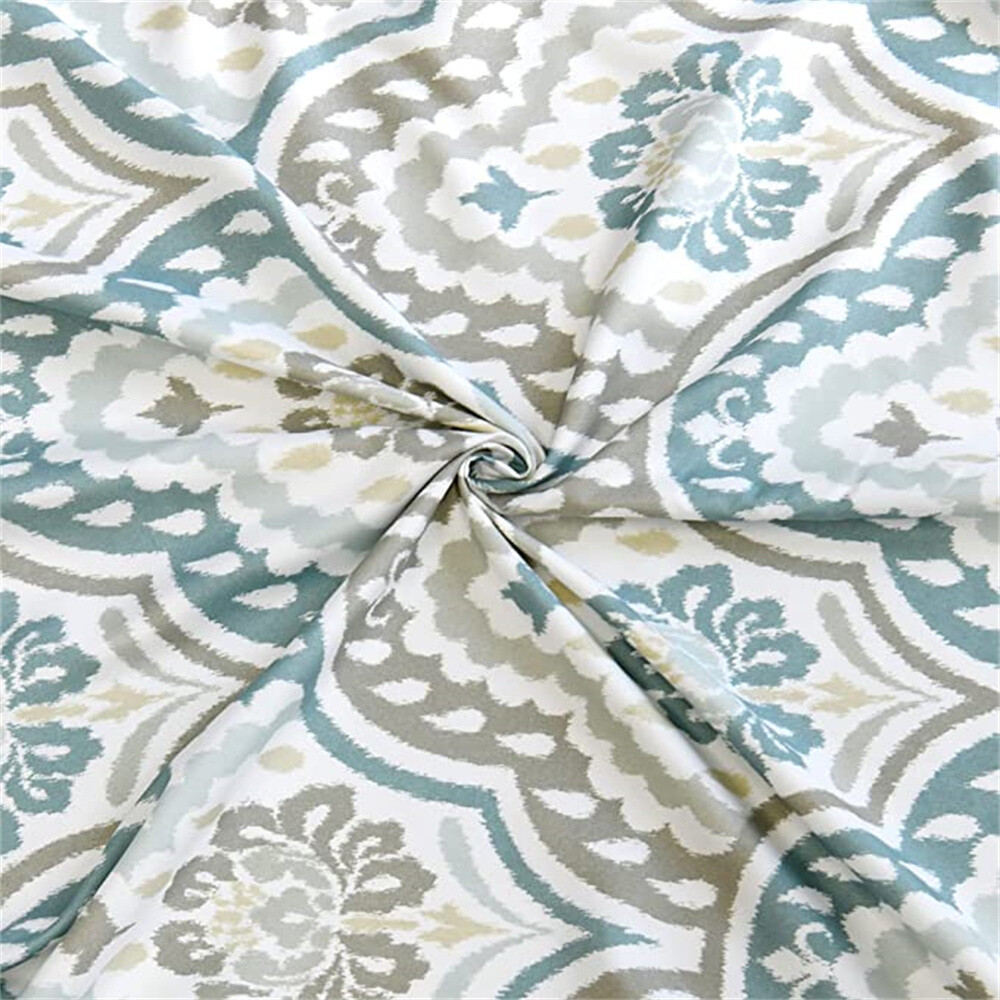 Tivoli Ikat Design Microfiber Curtains 2 Panel Set Living Room Bedroom Teal-Aqua