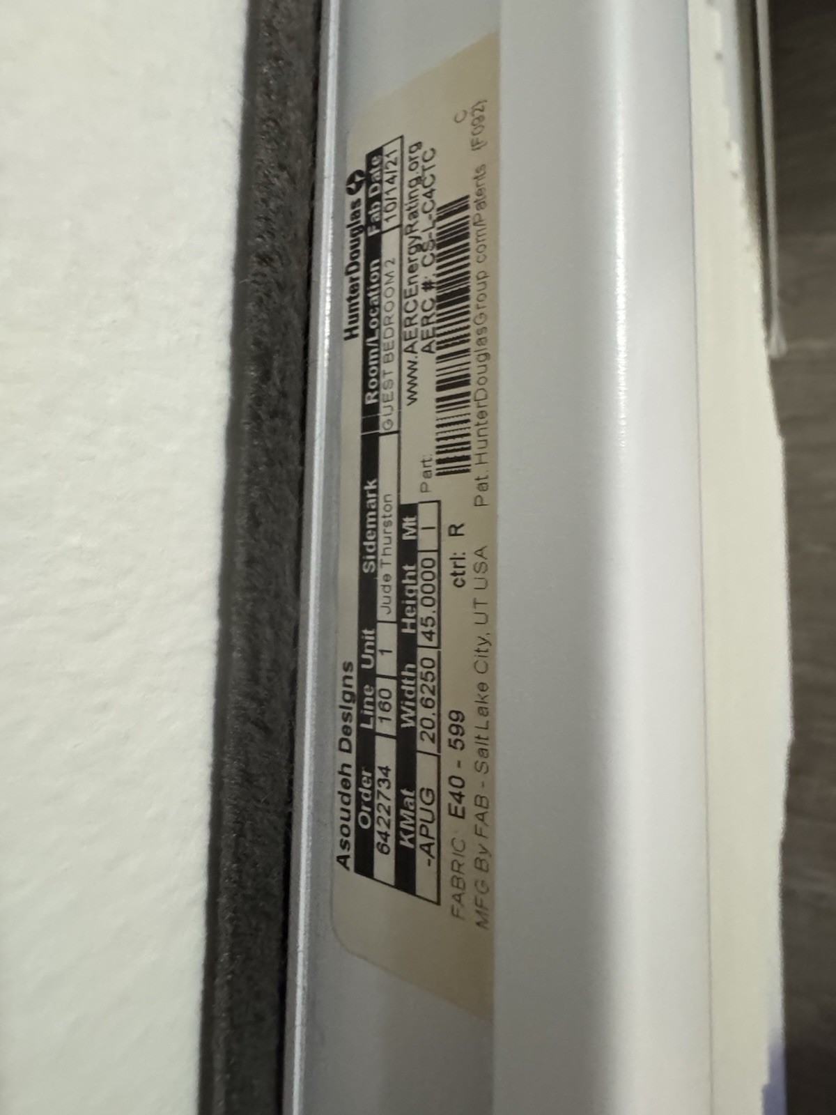 Hunter Douglas Custom Blinds, Soft Mechanical Drop, 20.5”w x 45”h , Made in USA