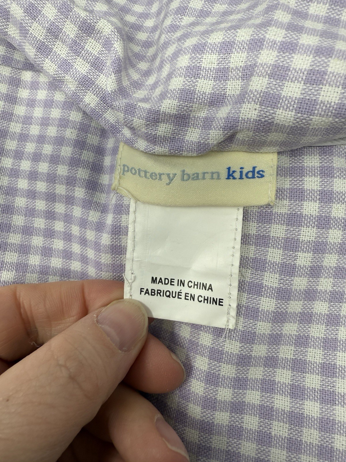 Pottery Barn Kids Gingham Lavender Purple Plaid Window Curtains 2 Panels 44×96