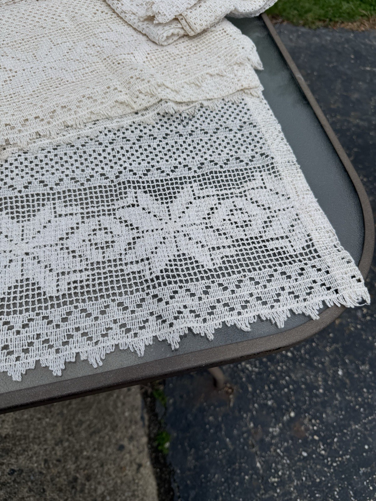 Off White Crochet Lace Kitchen Curtain Valance Tier Swag Vintage Cafe Panel X5