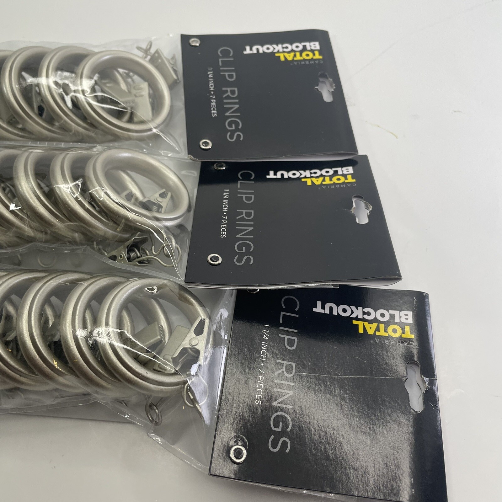 (7-Pk) Total Blockout Clip Rings Brushed Nickel 1 1/4-In Lot Of 3