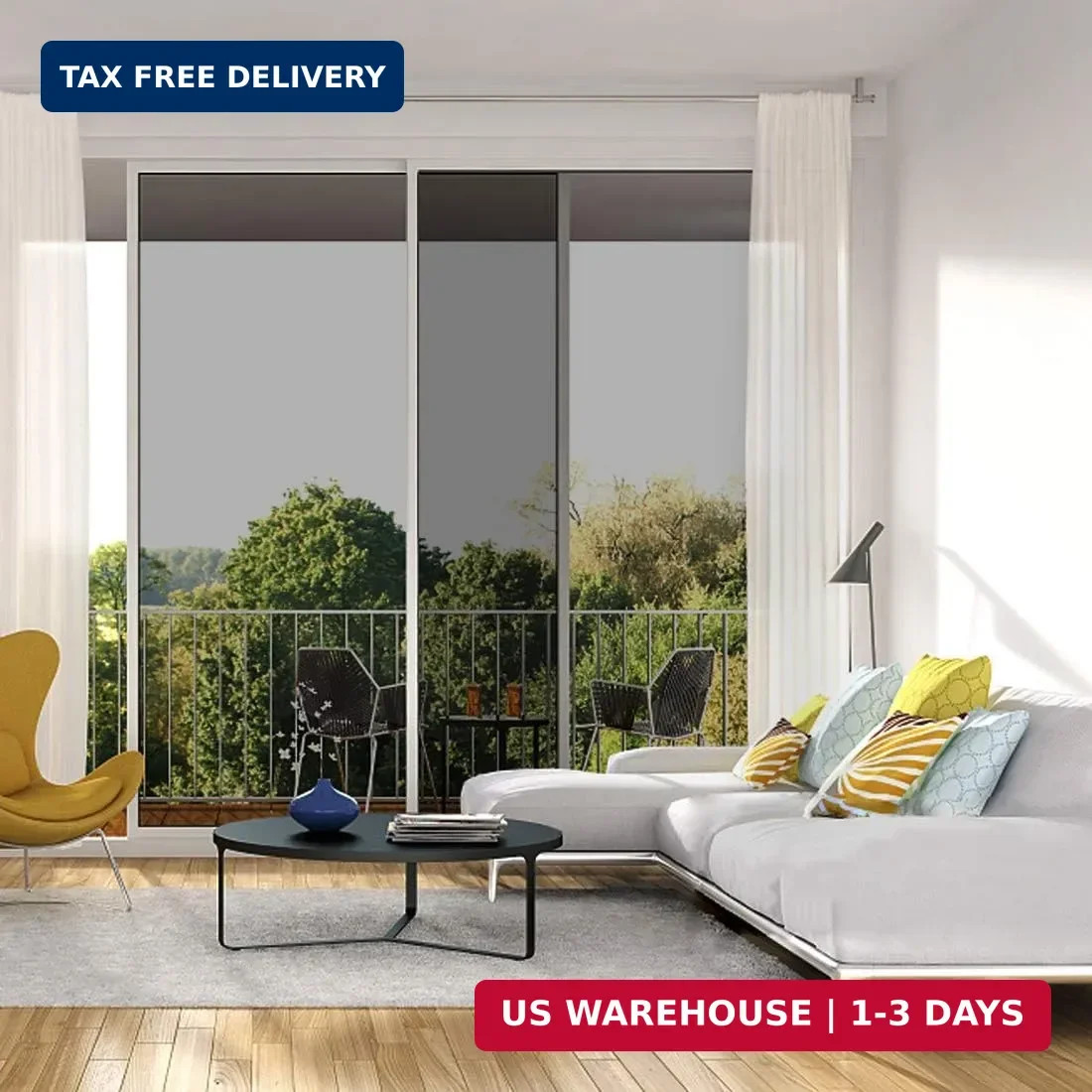 WPCTEV Window Film One Way Mirror Tint Vinyl Daytime Privacy Static Non-Adhesive