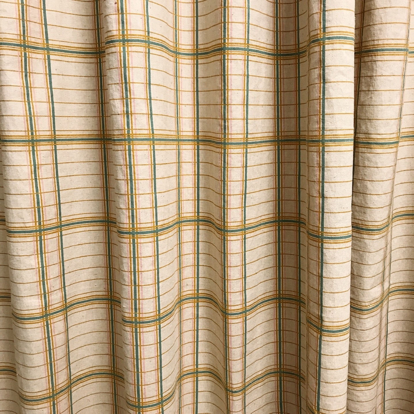 Handcrafted Plaid Curtains Linen Blend Natural Beige Custom Drapery Panels
