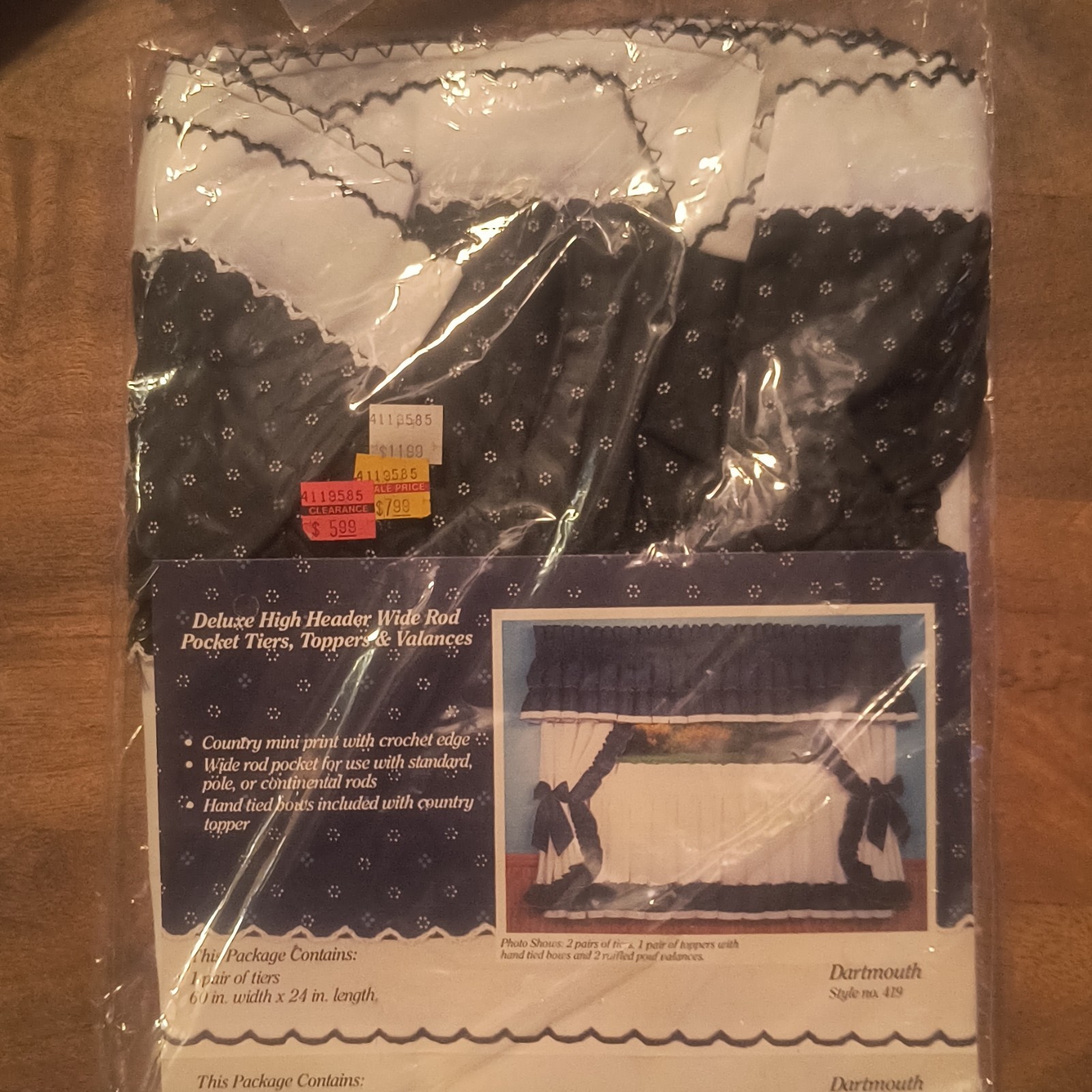vintage 1980’s CWF Inc. Dartmouth 419 Country Mini PrintTier Café Curtains 60×24