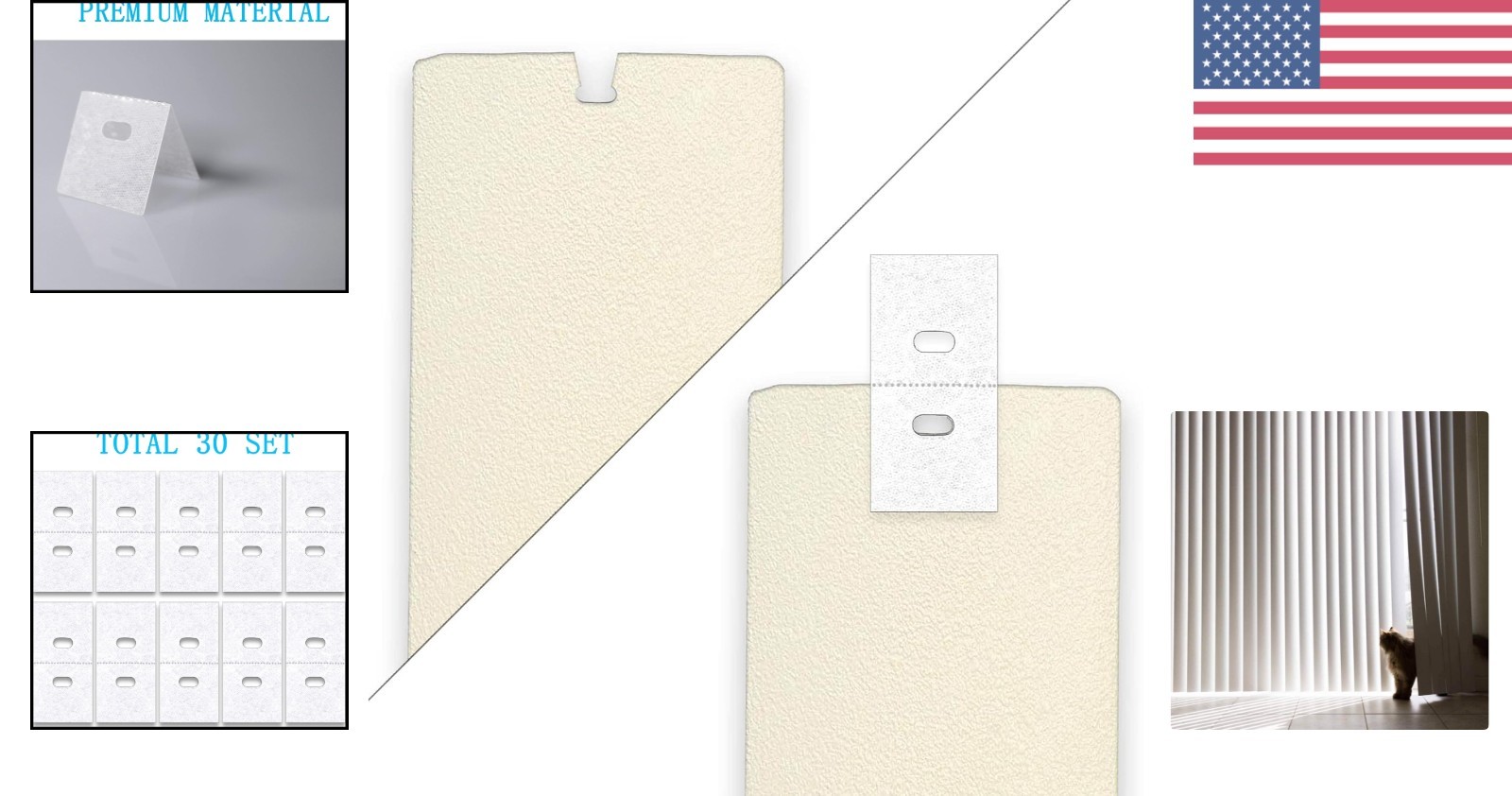 PVC Vertical Blind Repair Tabs – 30 Sets for Effortless Indoor Window Fixes