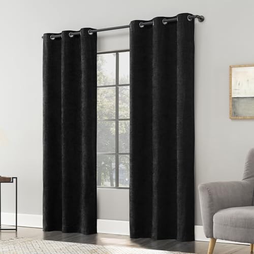 Isidora Velvet Magnetic Closure 100%out Grommet 40″W x 96″L (Pack of 1) Black