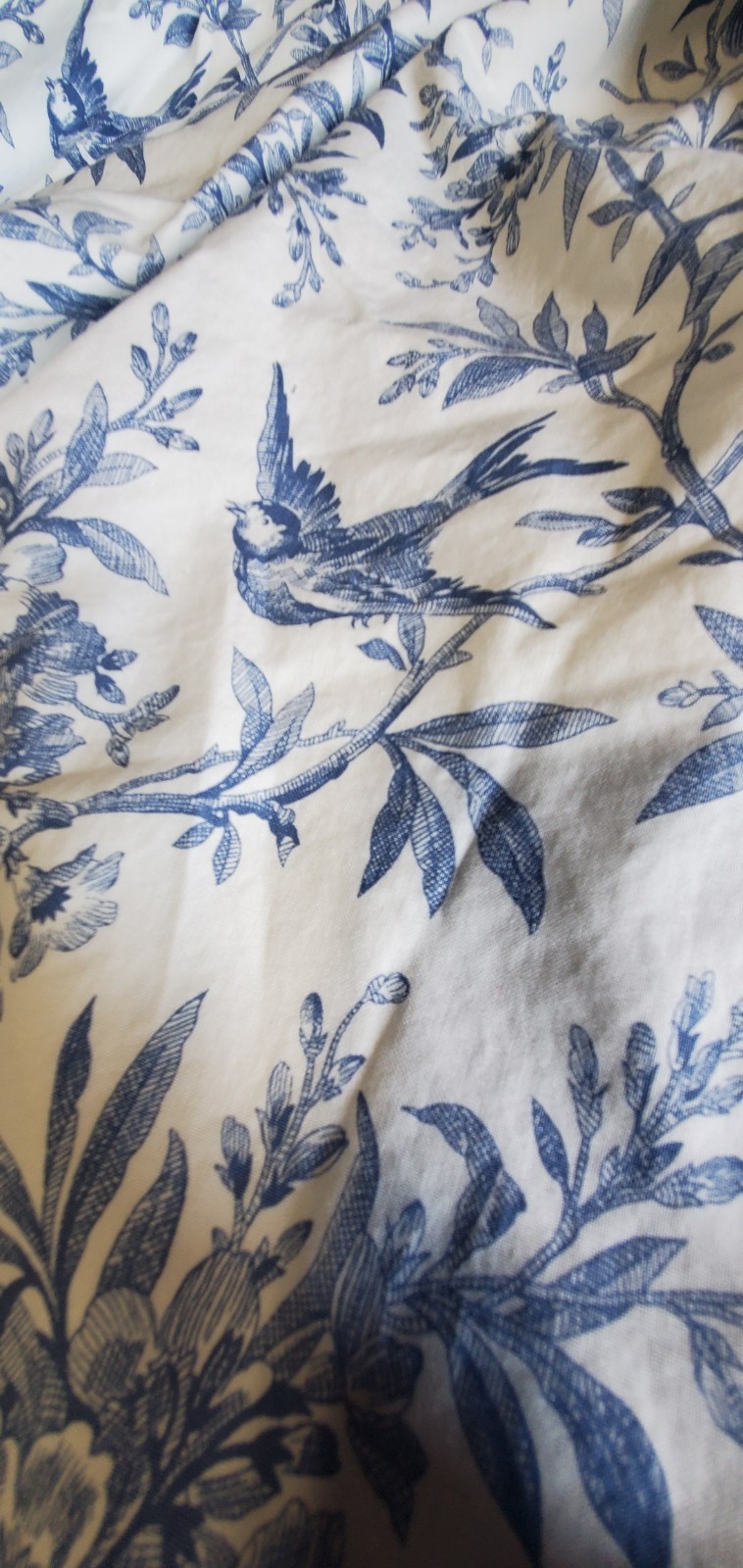 Custom Made Pinch Pleated Lined Drapes Blue/White Birds 2 Panels Ea *18″x 97″*