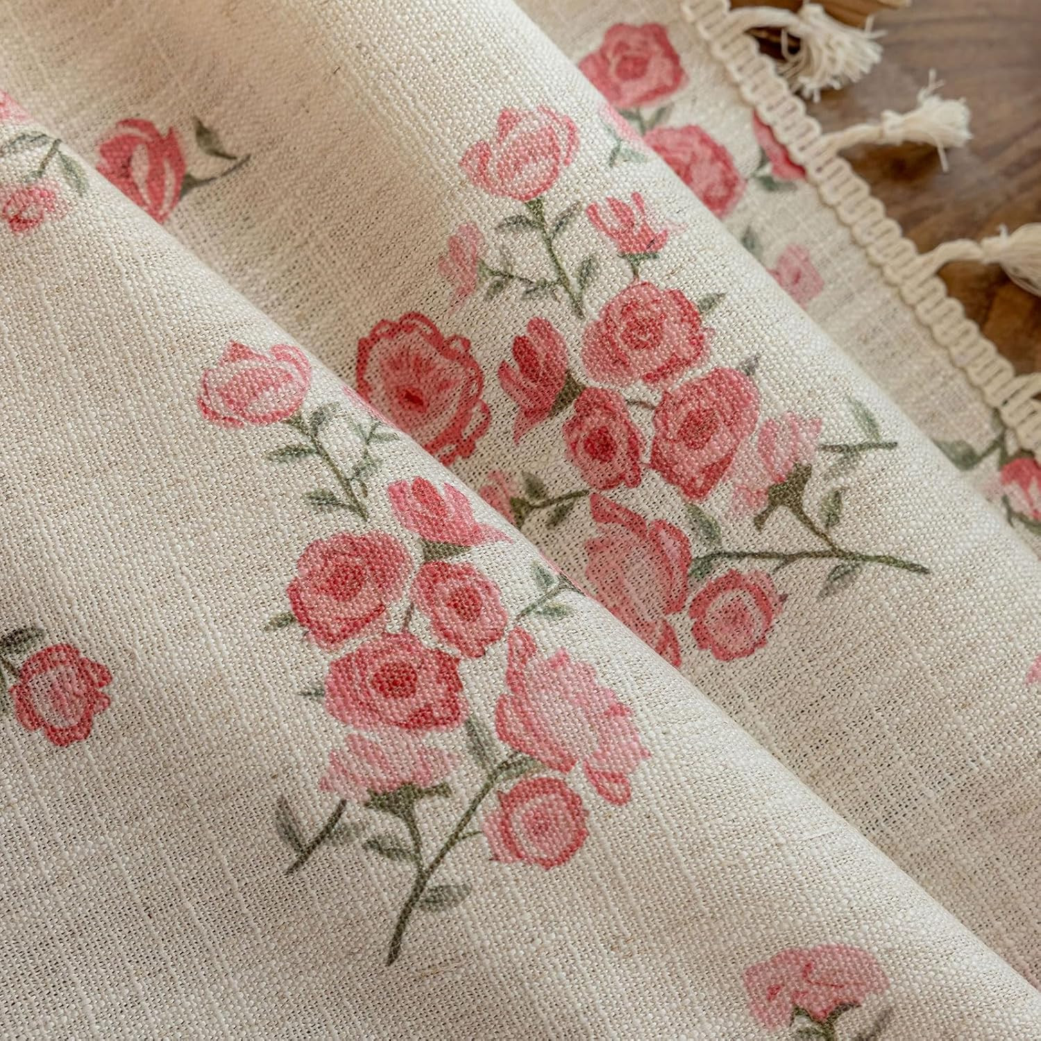 Pink Boho Floral Curtains 84 Inch Long 2 Panels, French Vintage Farmhouse Patter