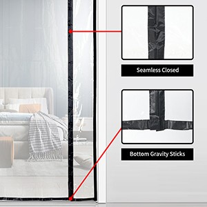 Transparent Reversible Left or Right Side Opening Insulated Door Curtain,