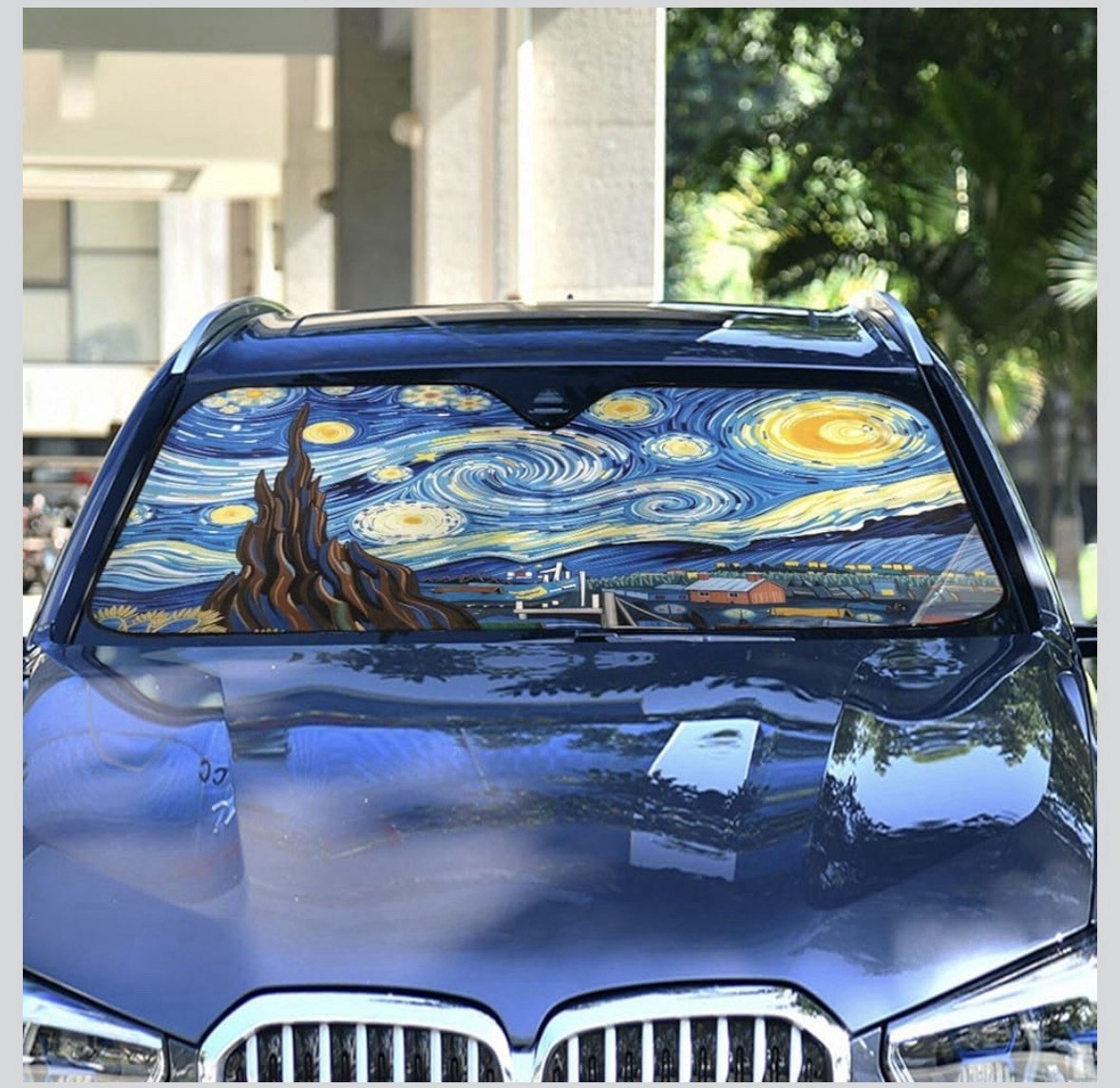 Front Windshield Sun Shade Starry Night Over The Rhone Folding Sun,Starry M Size